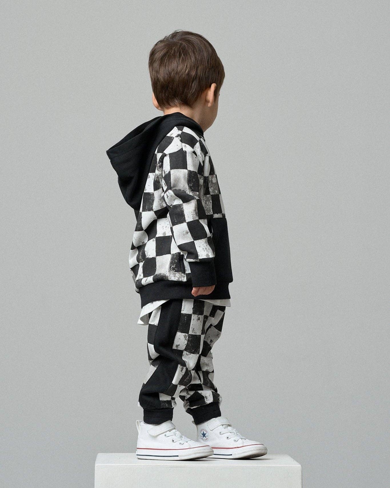 Checkered Hoodie - Black: 12-18M