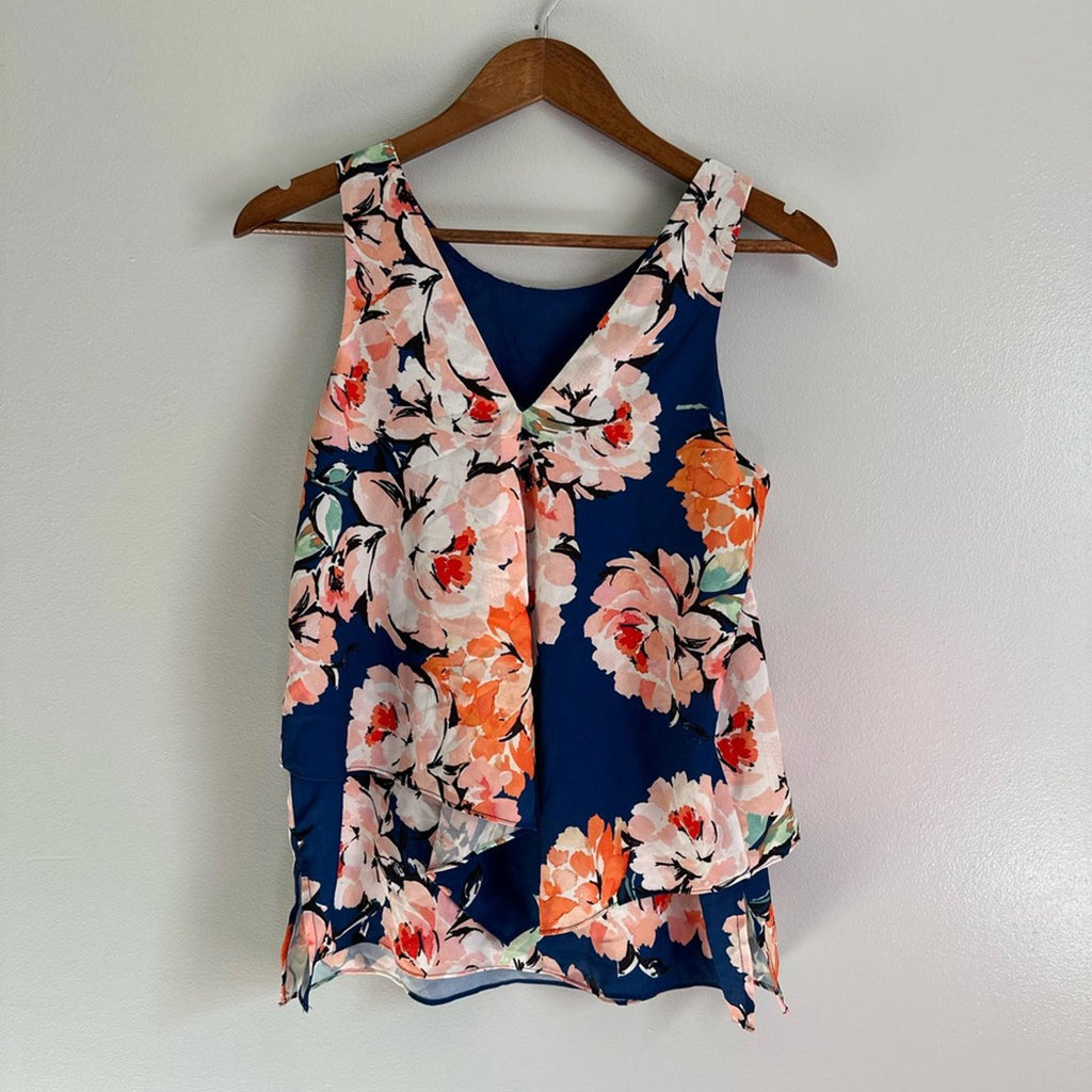 Cooper & Ella Floral Sleeveless Top - Blue and Pink Size XS