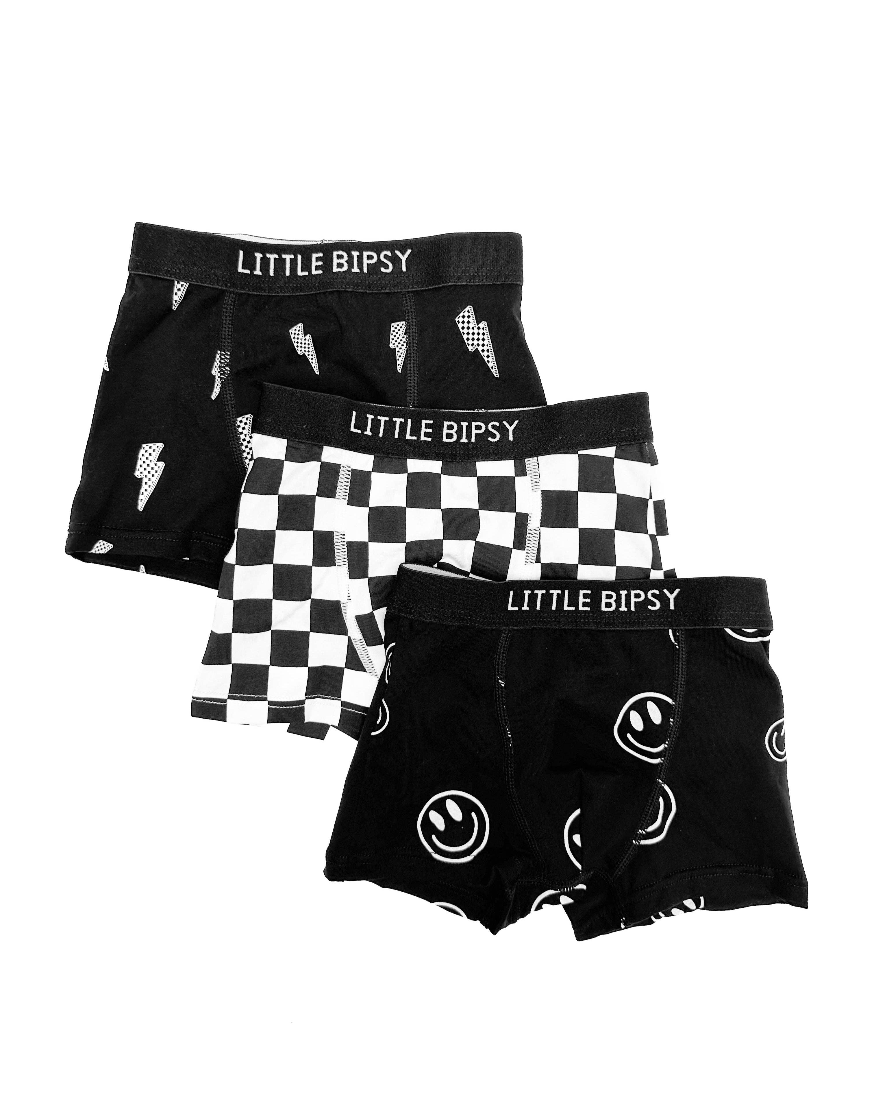 Boxer Brief 3-Pack - Smiley, Checkered, Lightening Bolt: 1-2Y