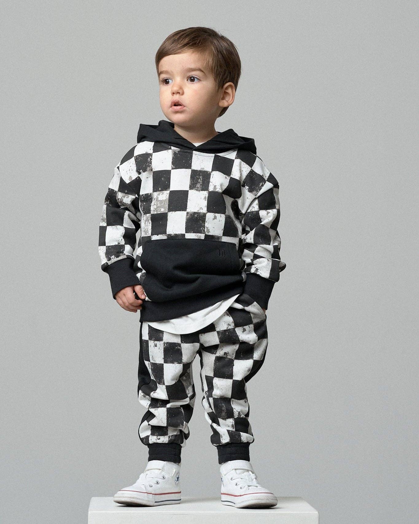 Checkered Sweatpant - Black: 12-18M