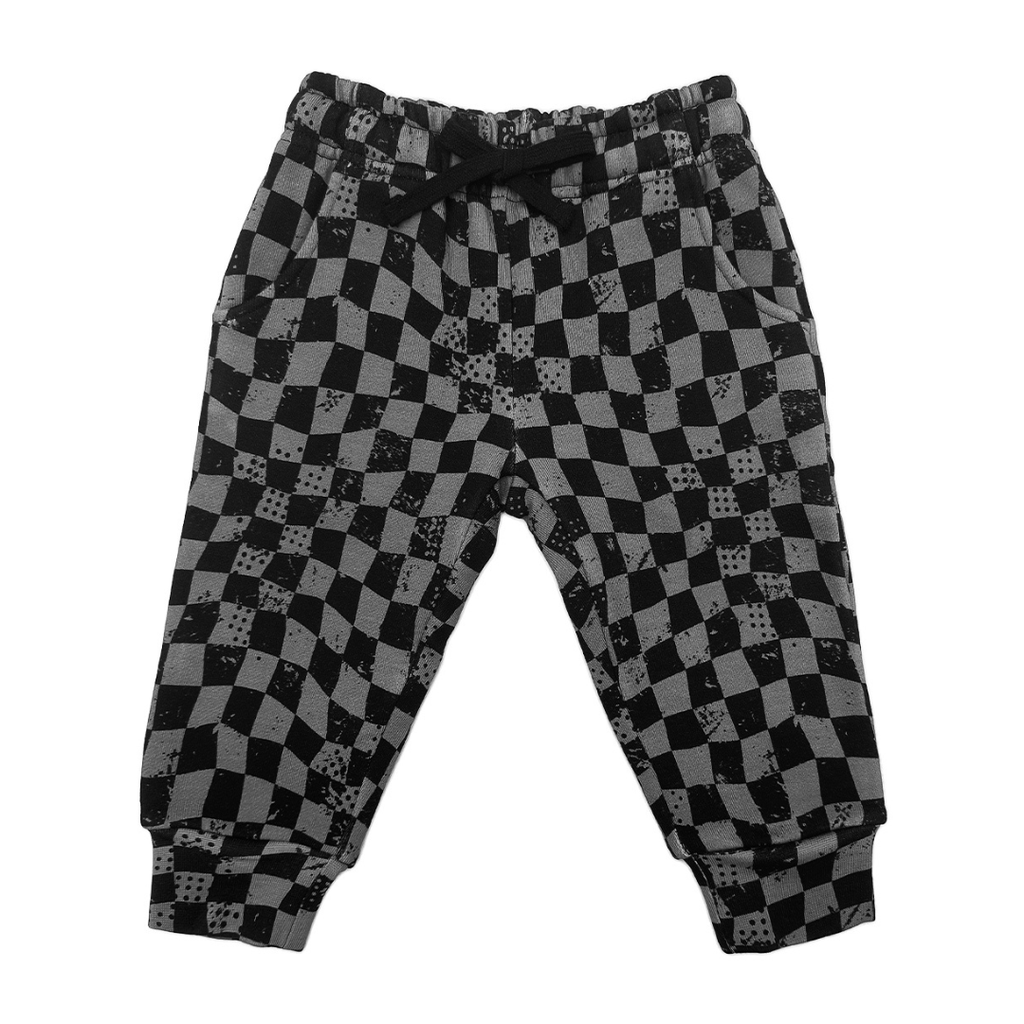 Strictly Wild Stealth Joggers Gray Black Checkered 12/18M
