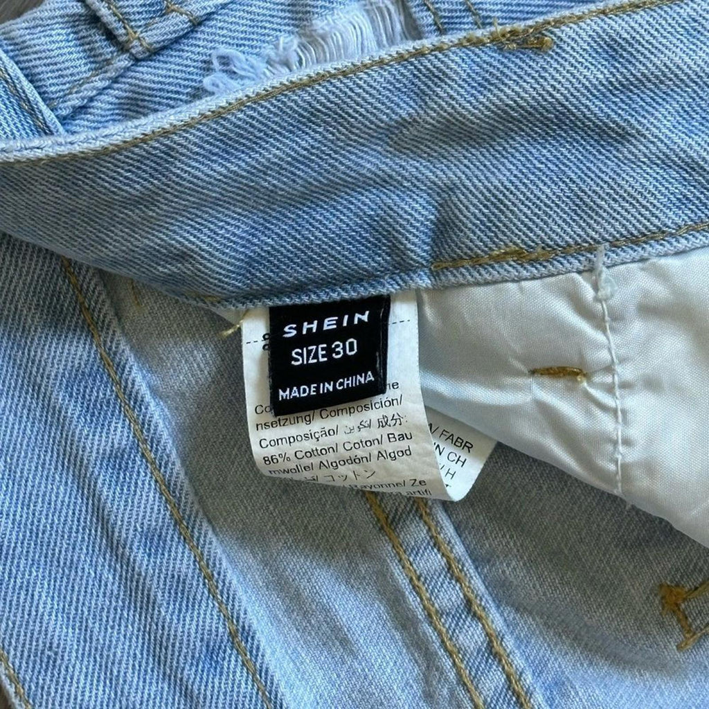 Shein Denim Short Distressed  Cotton Frayed Size 30 Blue