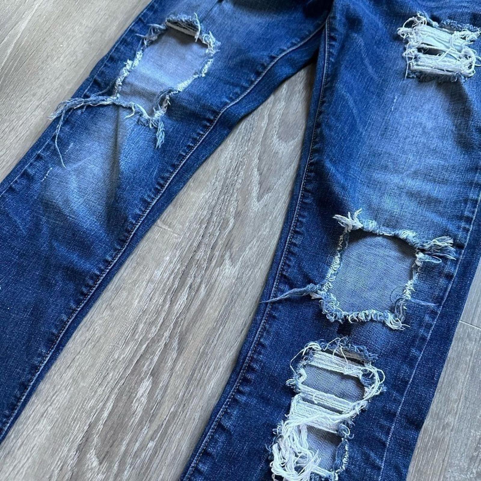 GAP 1969 Sexy Boyfriend Roll Up Destroyed Denim Jeans 
Size 25