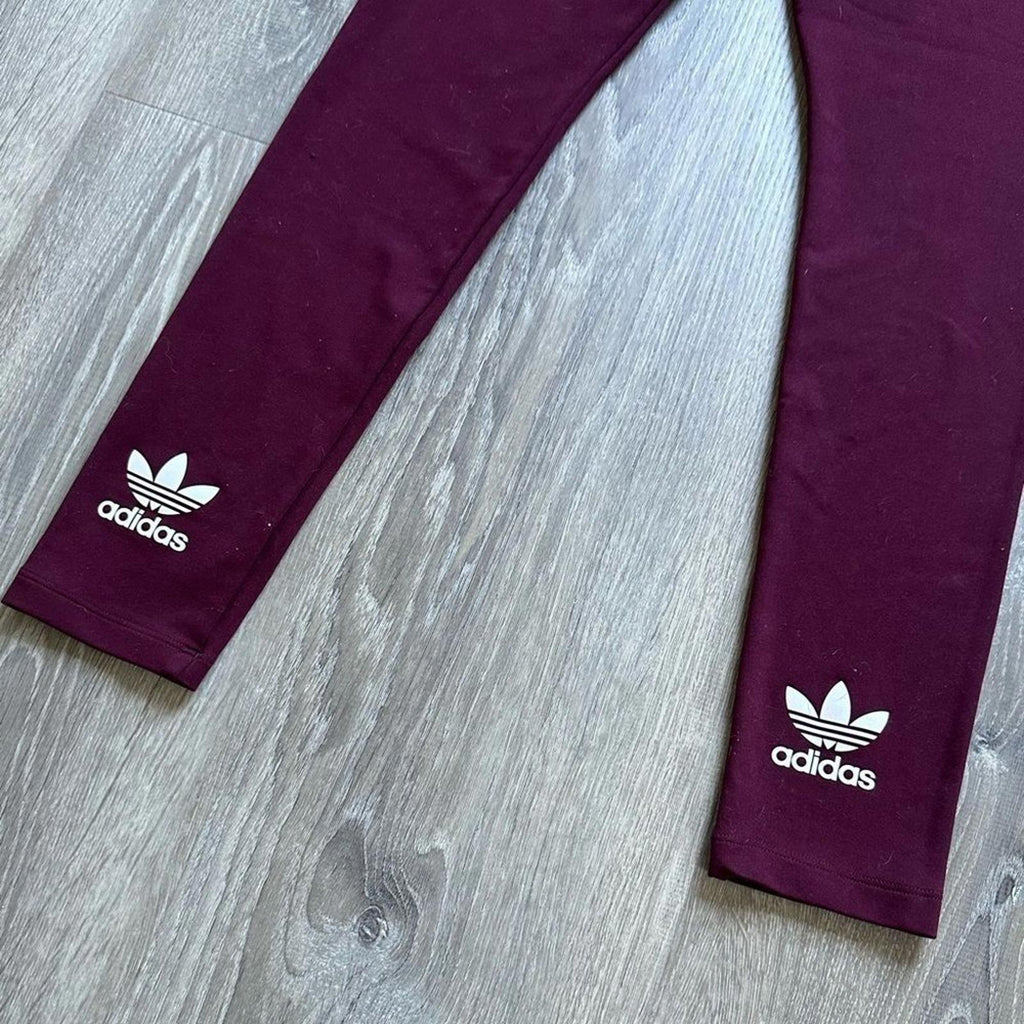 Adidas Burgundy Maroon Logo High Waist leggings Size Small