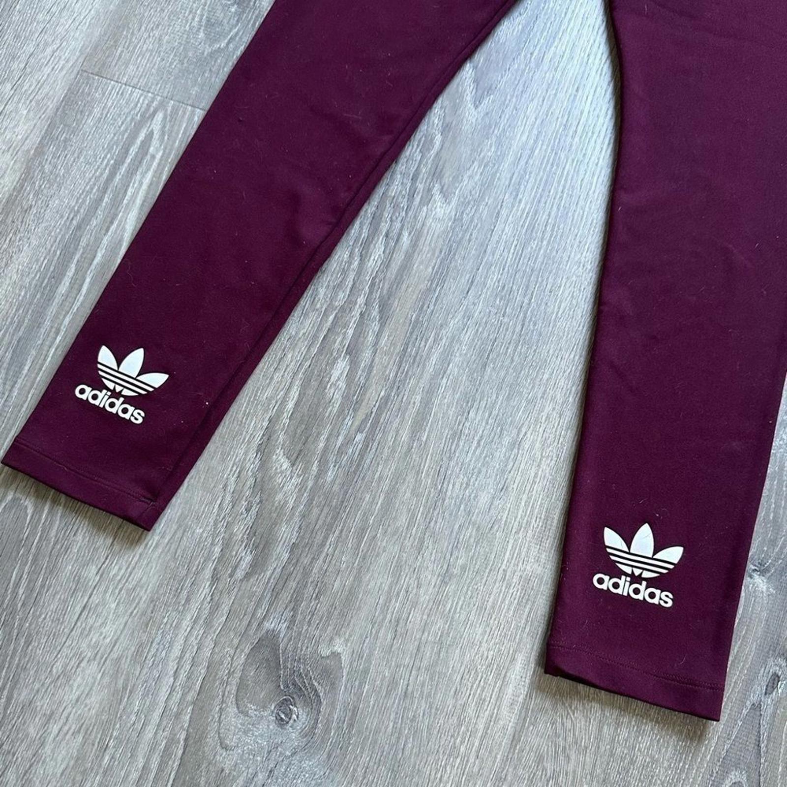 Adidas Burgundy Maroon Logo High Waist leggings Size Small