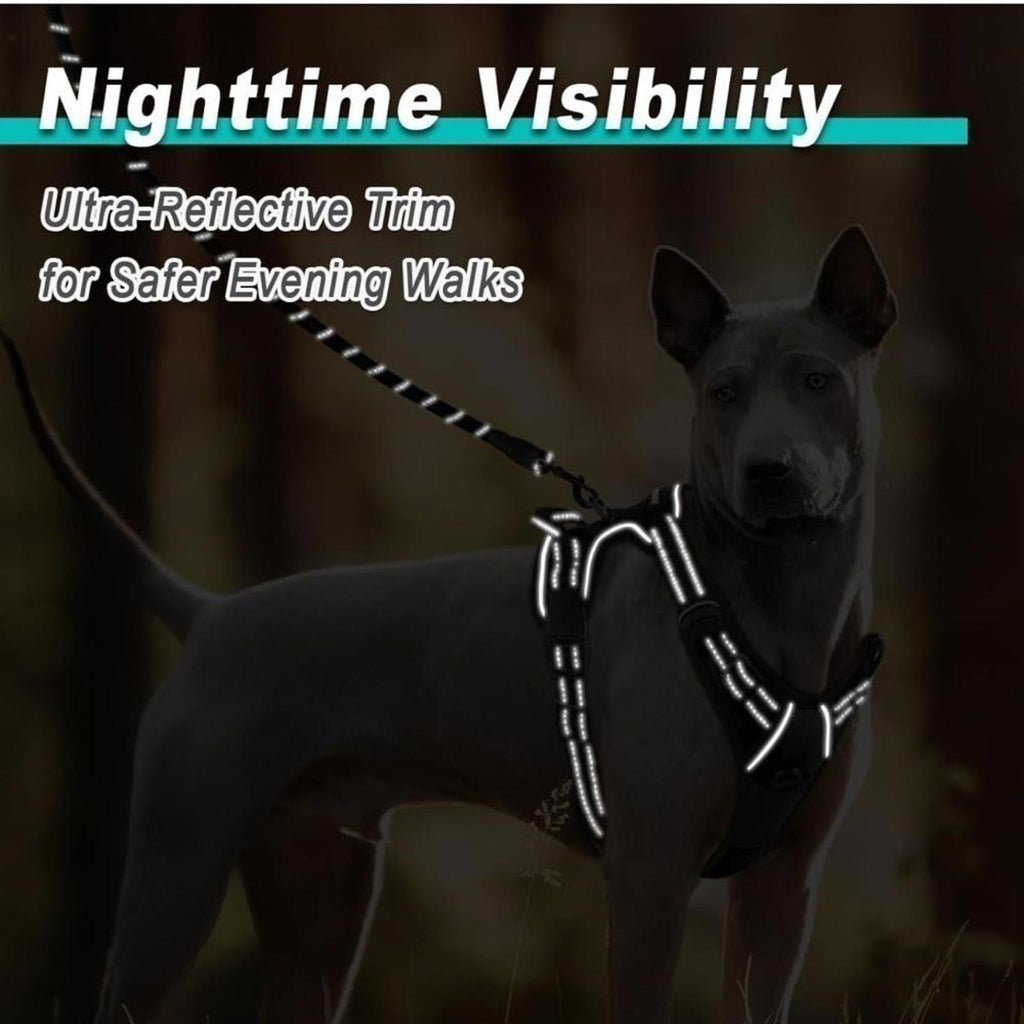 BARKBAY Dog Harness Front Clip Reflective Easy Control Handle for Black Medium