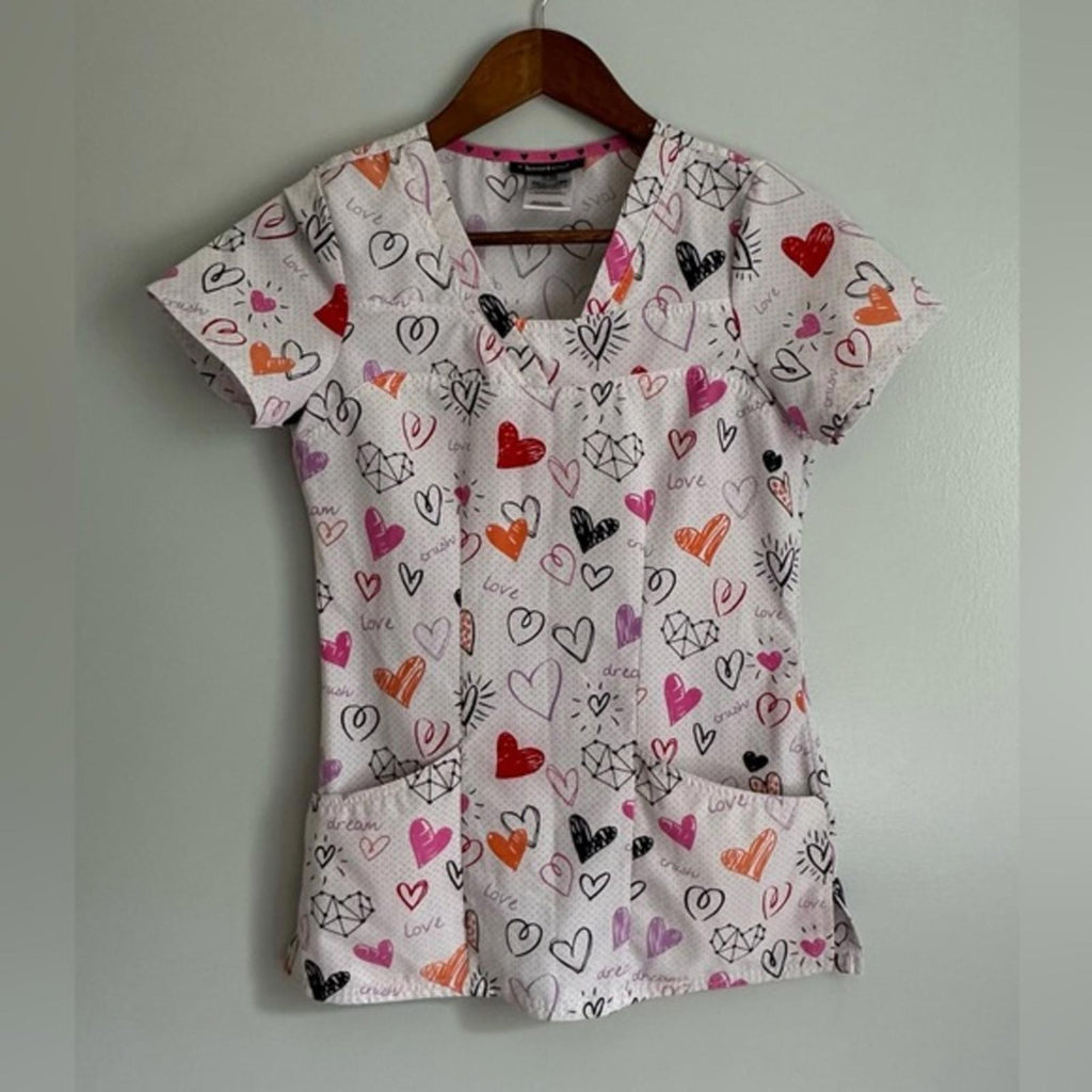 HeartSoul Blooming Butterfly Scrubs Nurse Top Size XXS