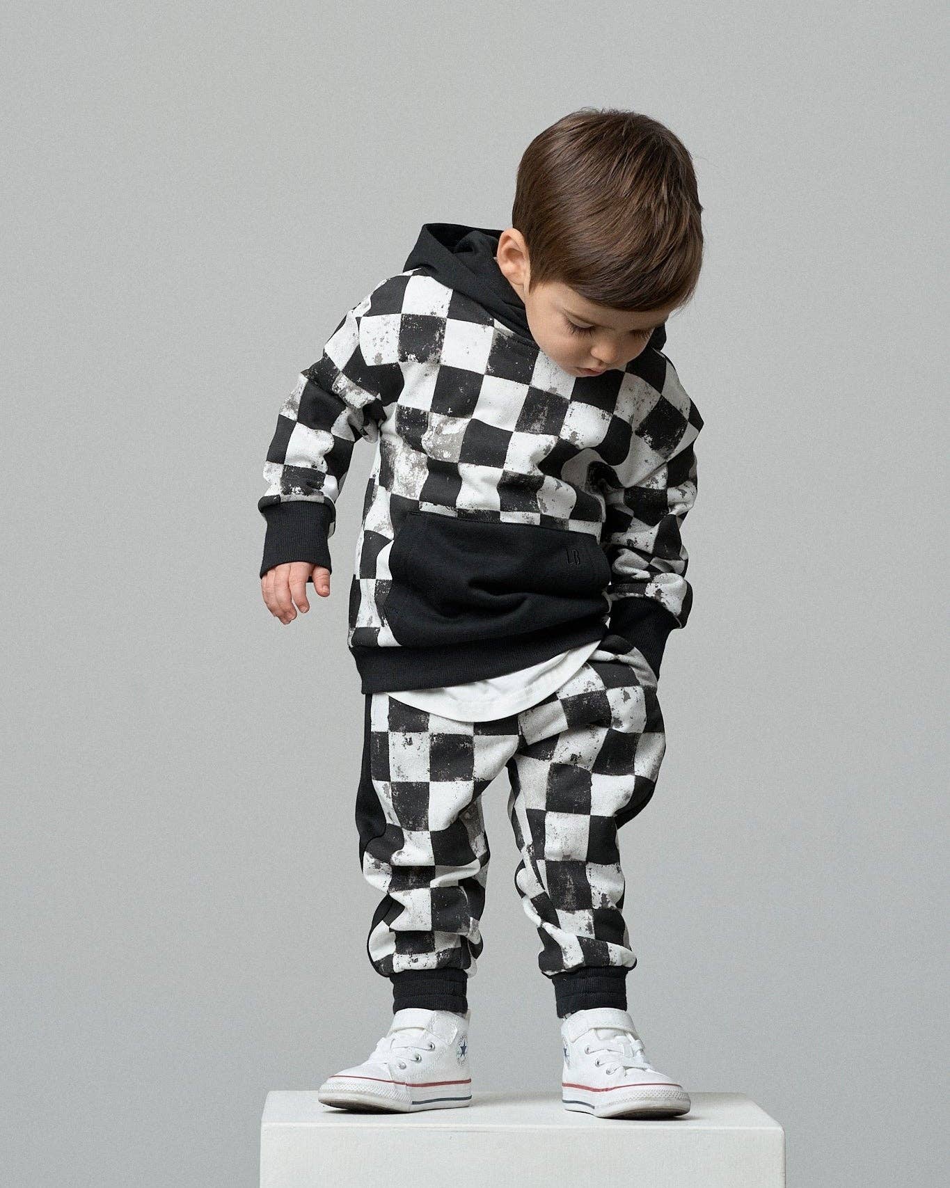 Checkered Sweatpant - Black: 12-18M