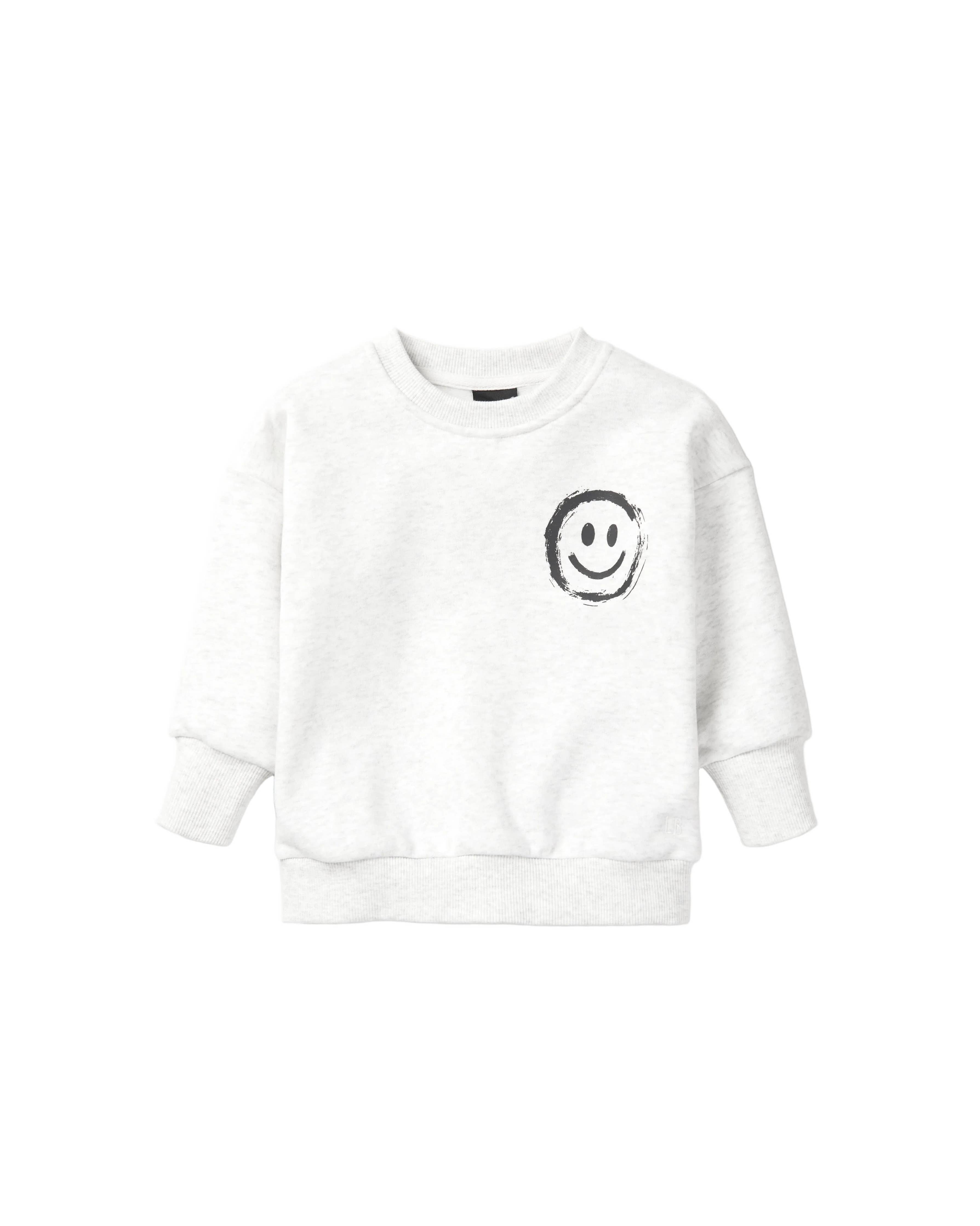 Happy Day Elevated Crewneck - Light Heather Grey: 6-12M