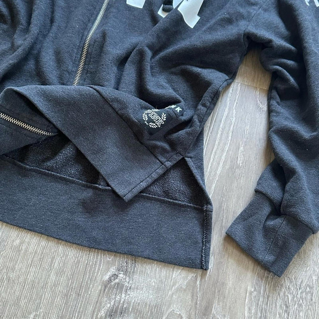 Victoria's Secret PINK Dark Gray Zip Up Hoodie Size Small