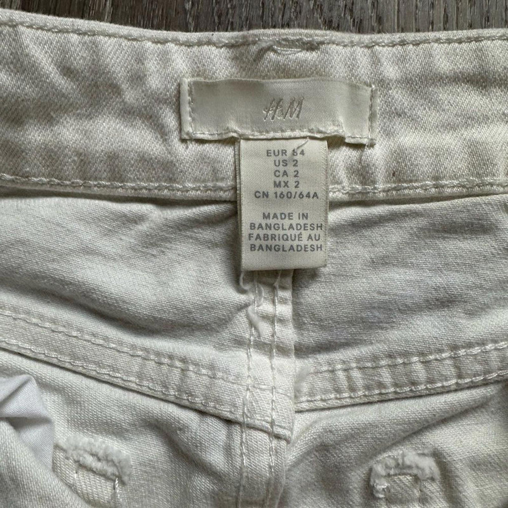 H&M White High Waisted Rise Skinny Jeans Size 2