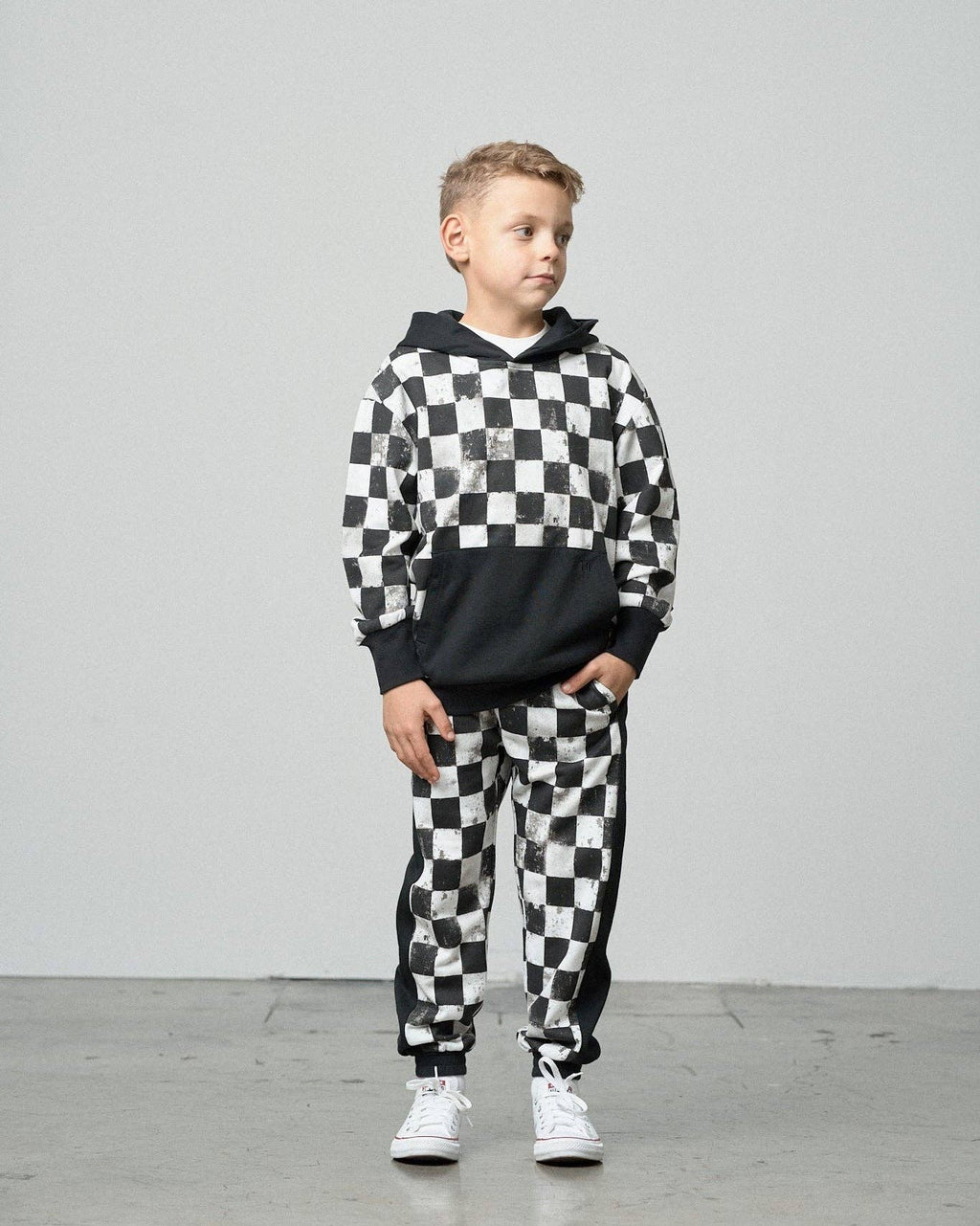 Checkered Hoodie - Black: 12-18M