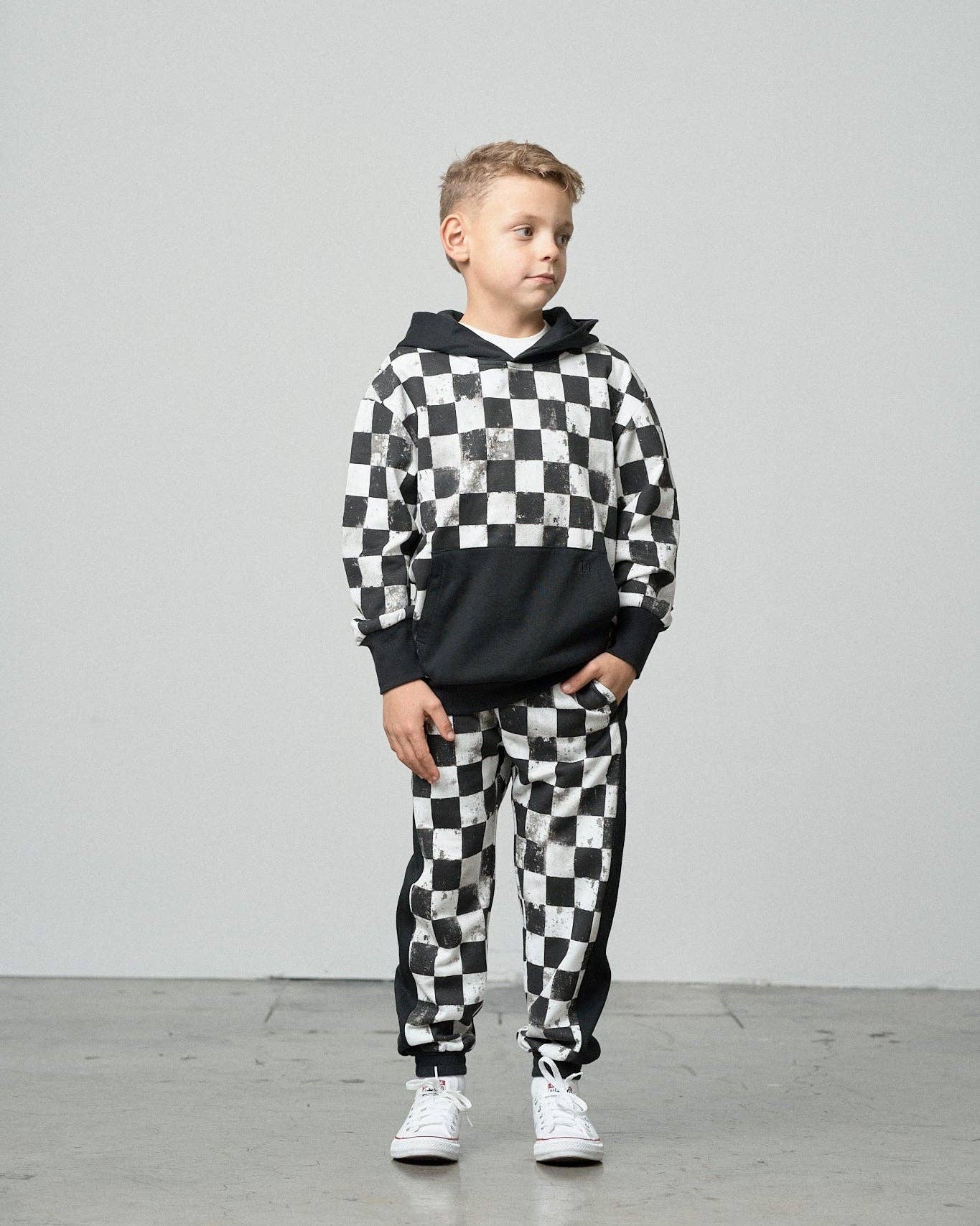 Checkered Hoodie - Black: 12-18M