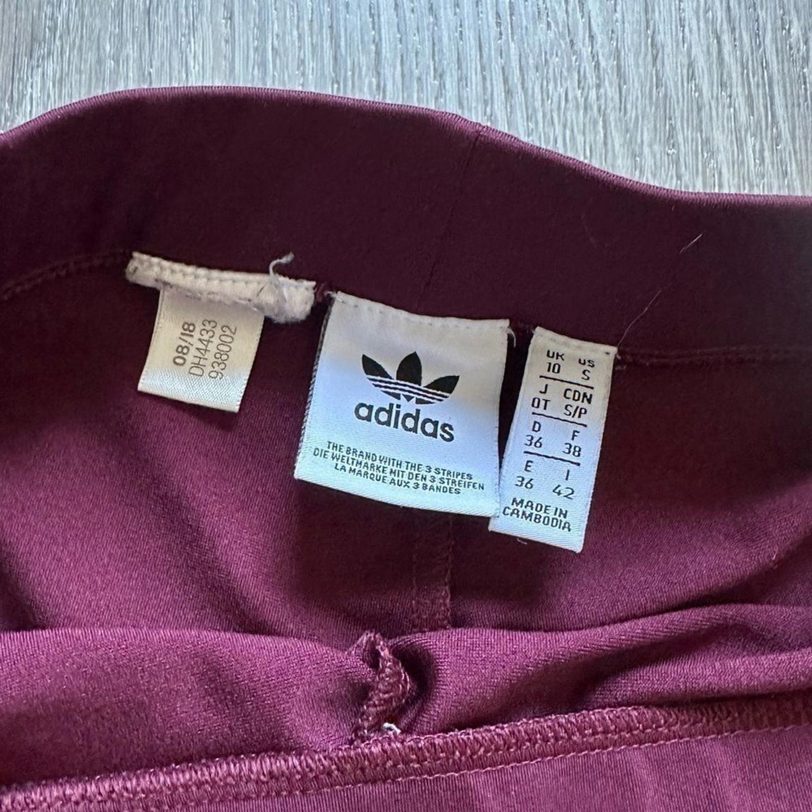 Adidas Burgundy Maroon Logo High Waist leggings Size Small