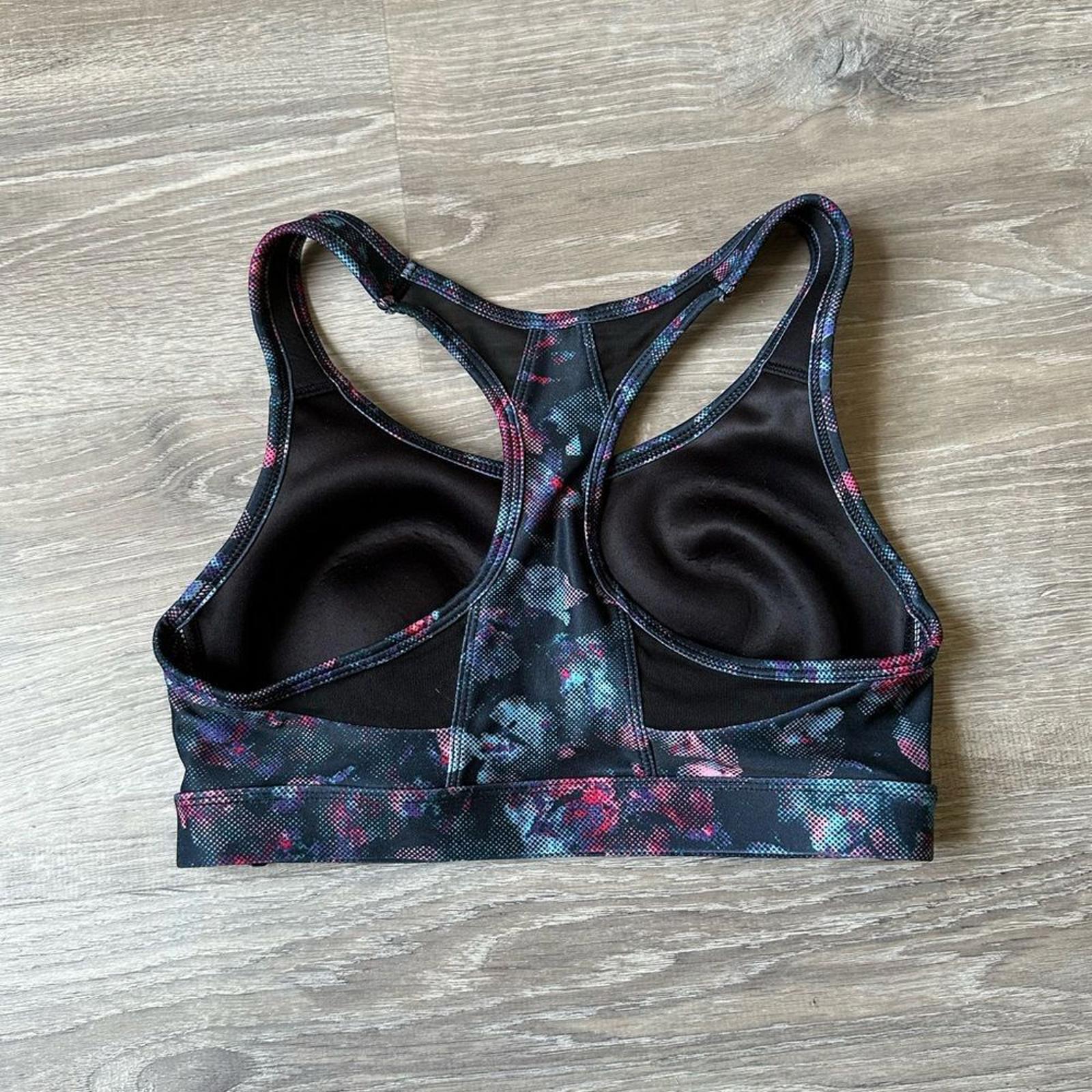 Avia Black and Multicolor Racerback Sports Bra Size Medium