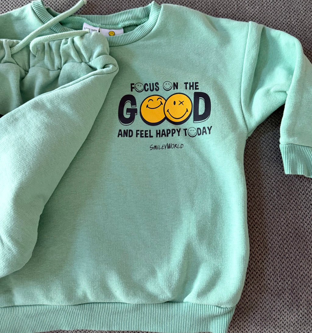 Smiley World Mint Green Jogger Set 18-24M