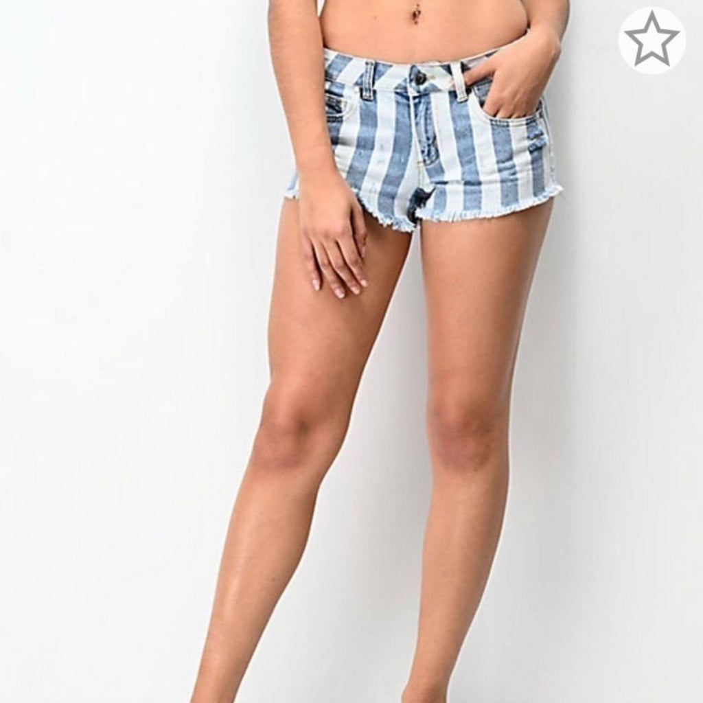 Zumiez Empyre Jenna Indigo Stripe Jean Shorts Size 3