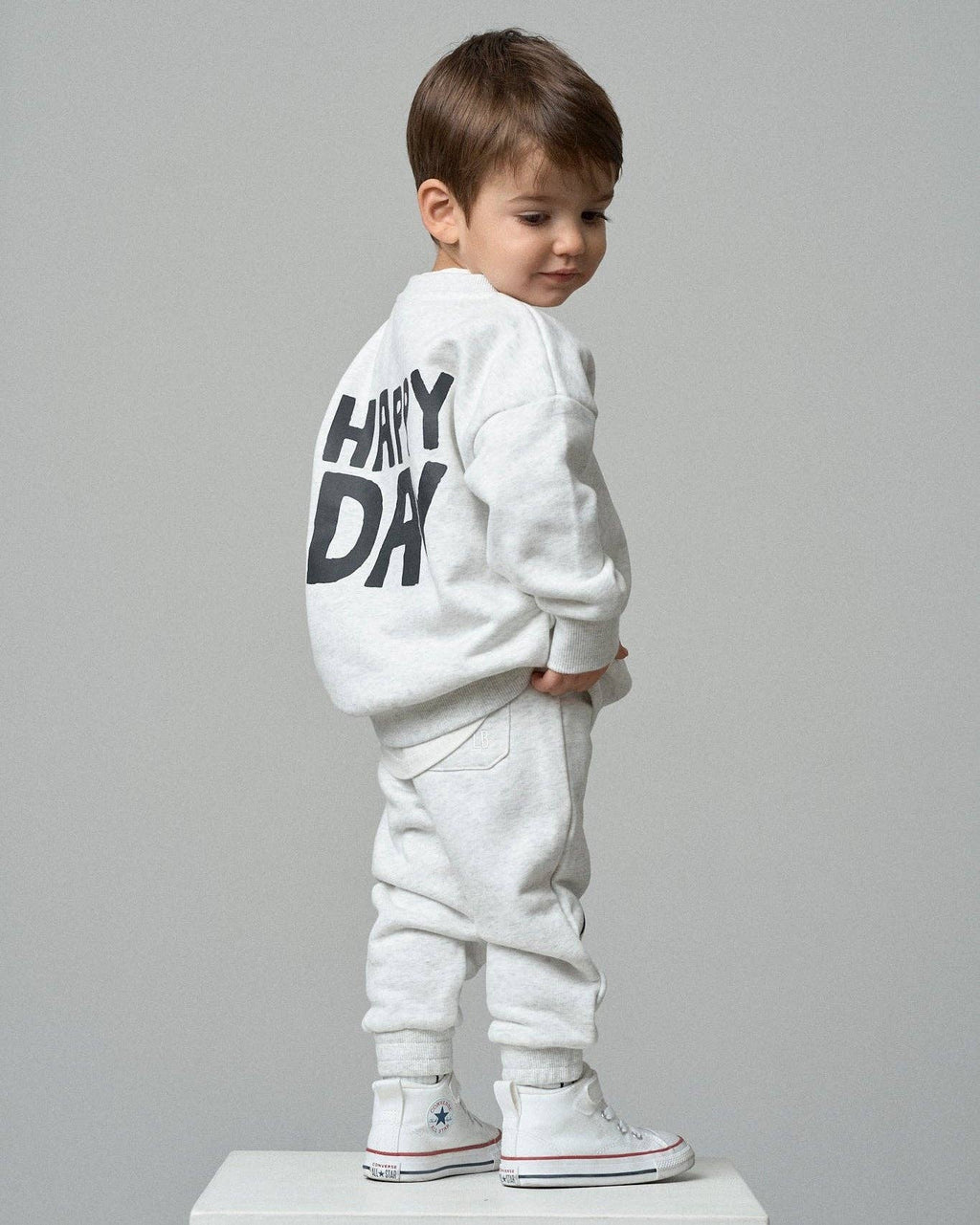 Happy Day Elevated Sweatpant - Light Heather Grey: 6-12M