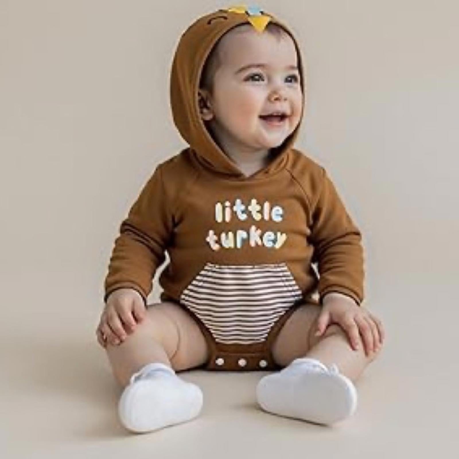 Old Navy Brown Little Turkey Bodysuit Unisex Size 0-3 Month