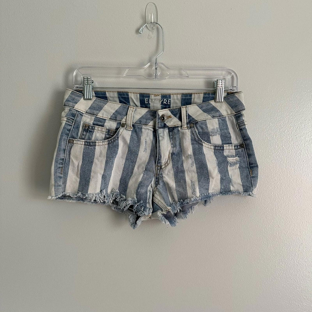 Zumiez Empyre Jenna Indigo Stripe Jean Shorts Size 3