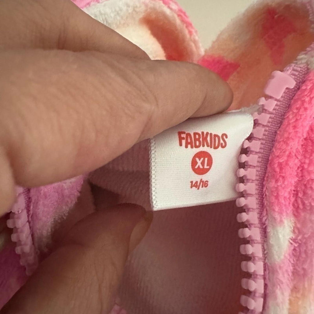 FabKids Terry Cloth Unicorn Zip Up Hoody NWOT Size XL 14/16