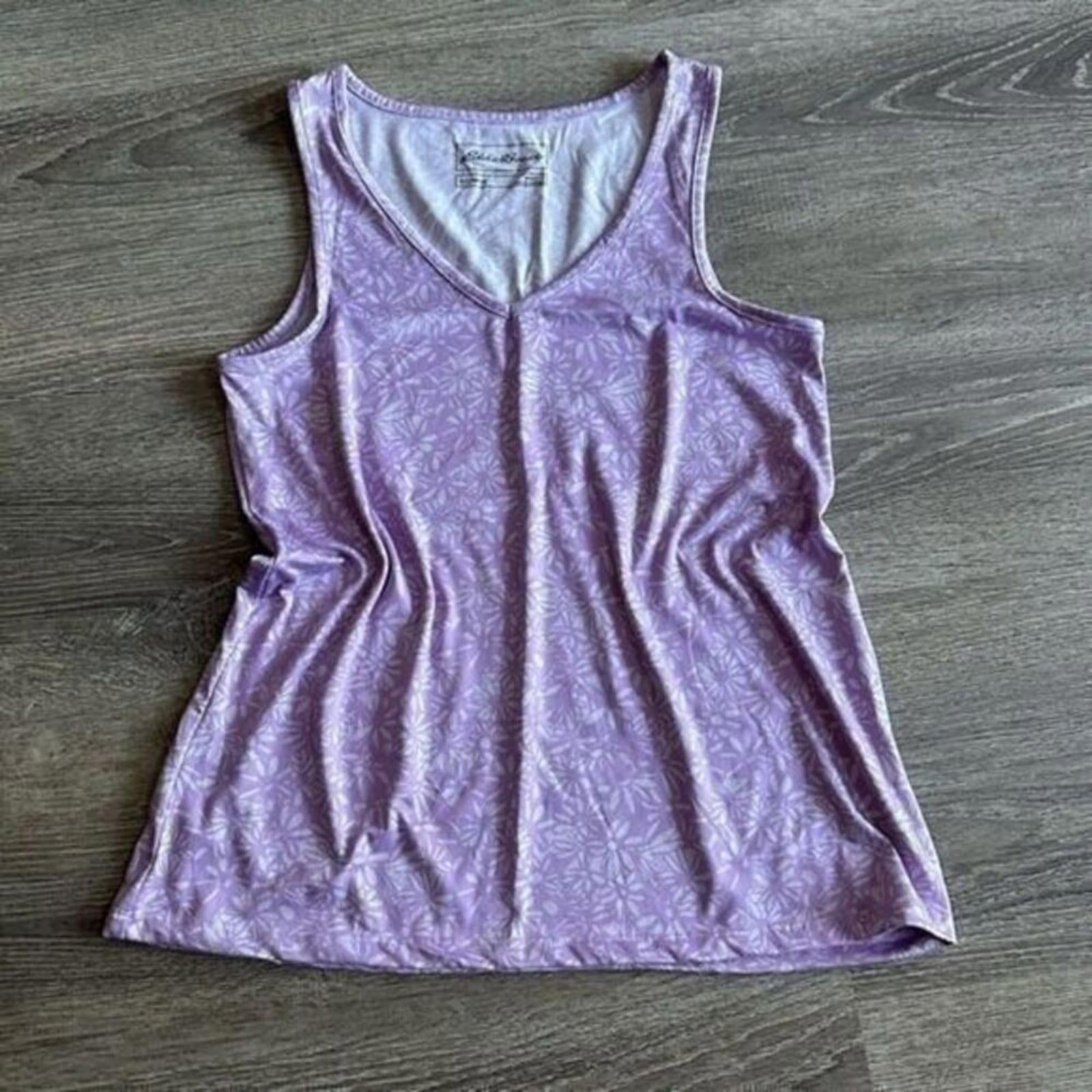 Eddie Bauer Lilac Flower V Neck Tank Top Size Small