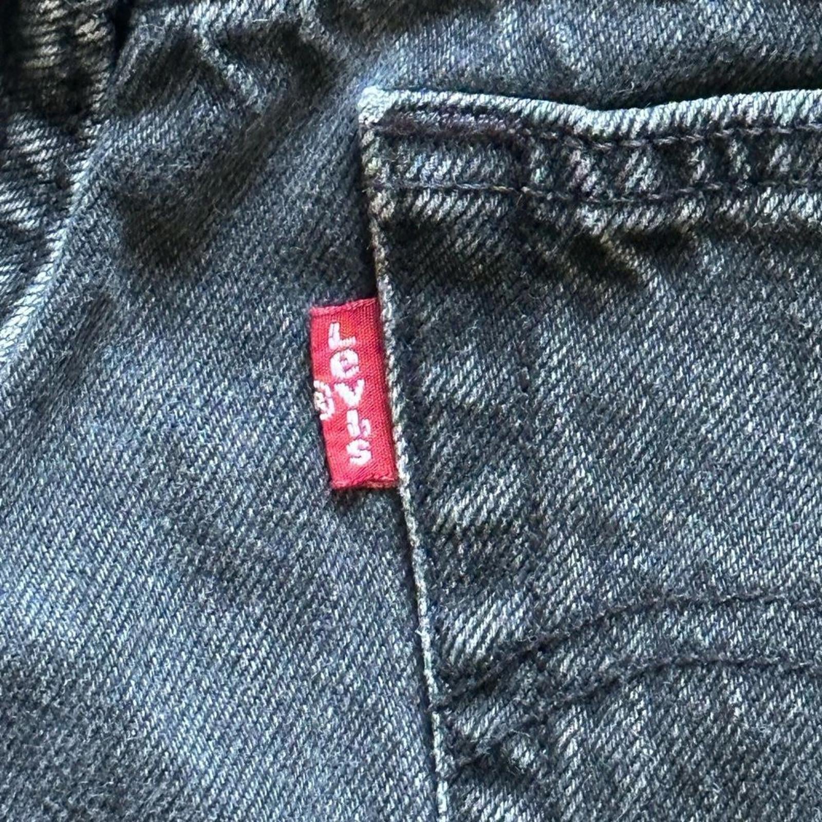 Levi’s 501 Raw Hem High Waisted Red Tab Black Denim Jeans Shorts Size 29