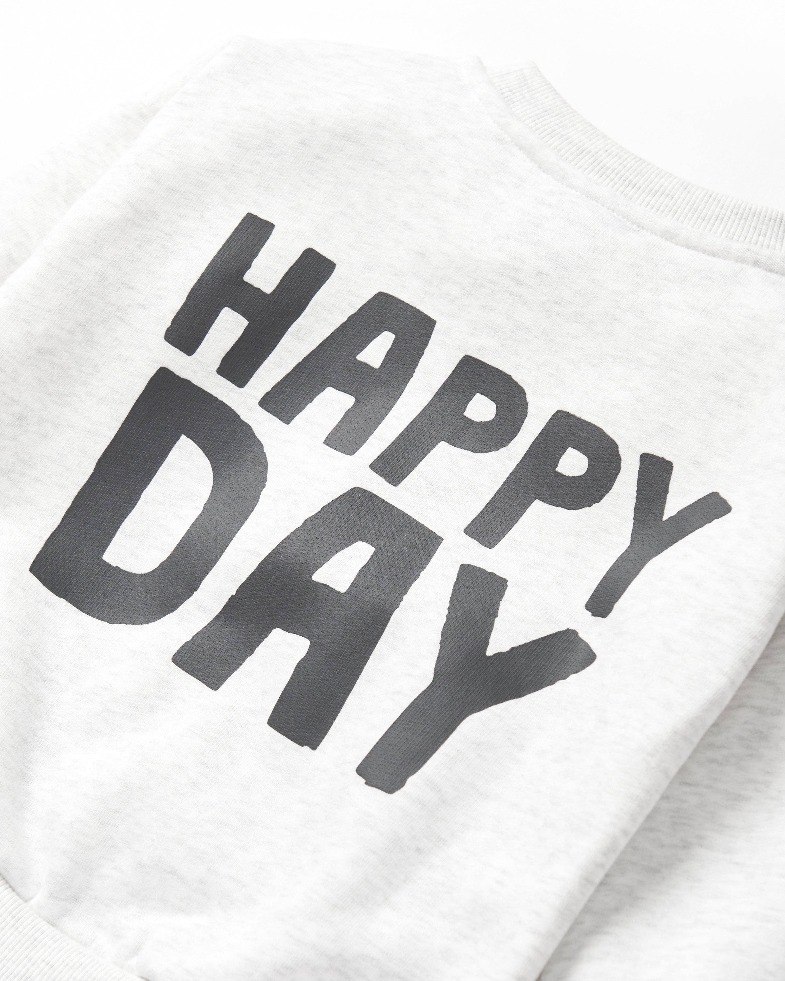 Happy Day Elevated Crewneck - Light Heather Grey: 6-12M