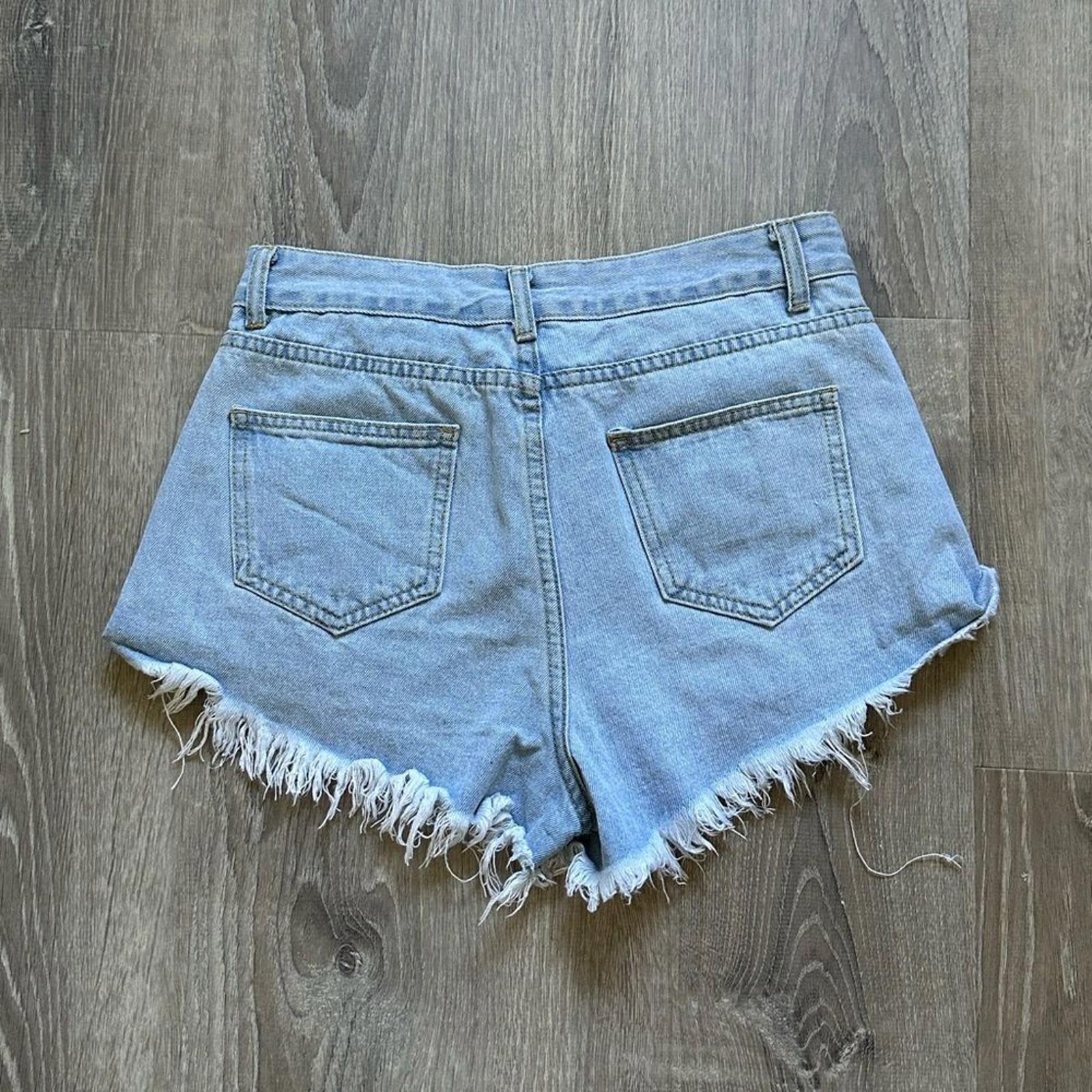 Shein Denim Short Distressed  Cotton Frayed Size 30 Blue