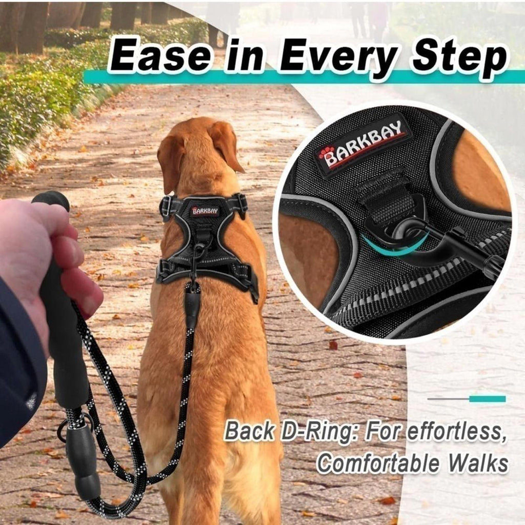 BARKBAY Dog Harness Front Clip Reflective Easy Control Handle for Black Medium