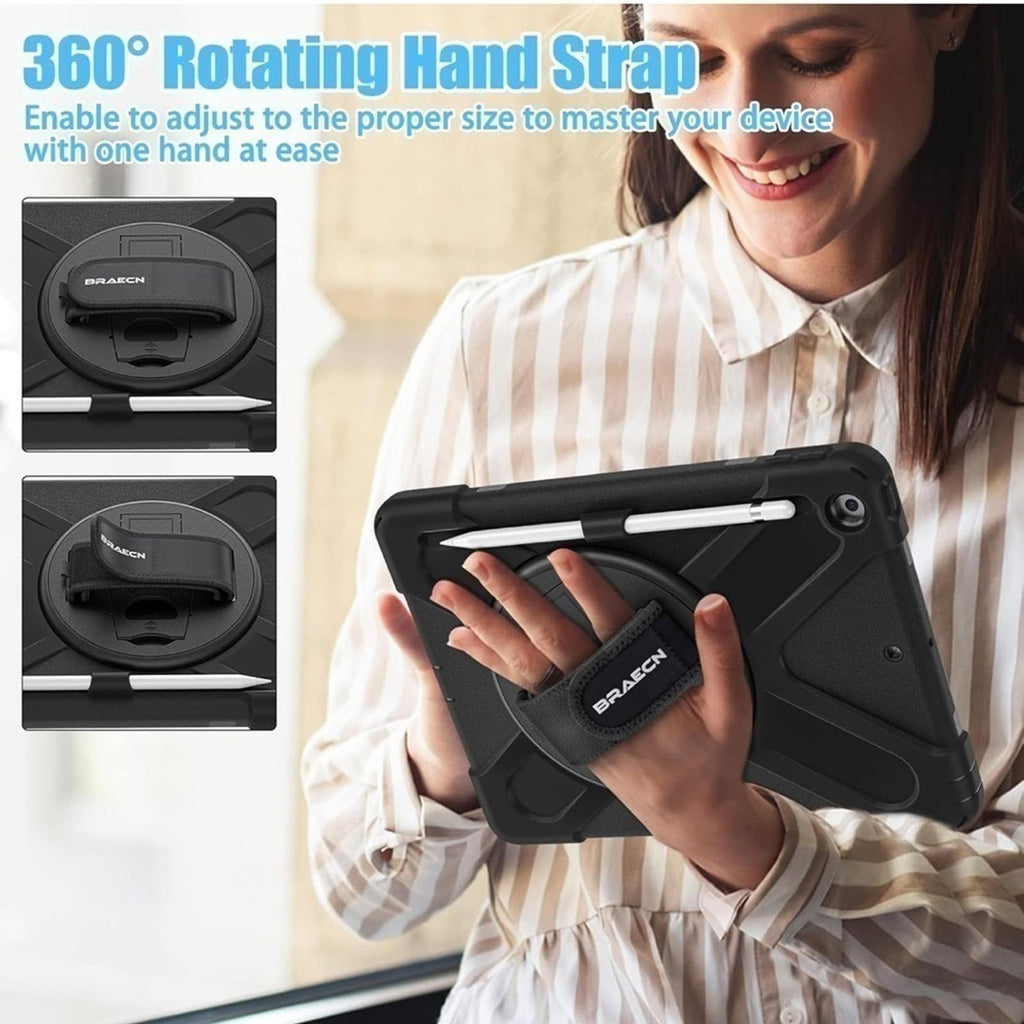 Drop & Shock Proof Black Case For Apple Tablet With Strap NEW