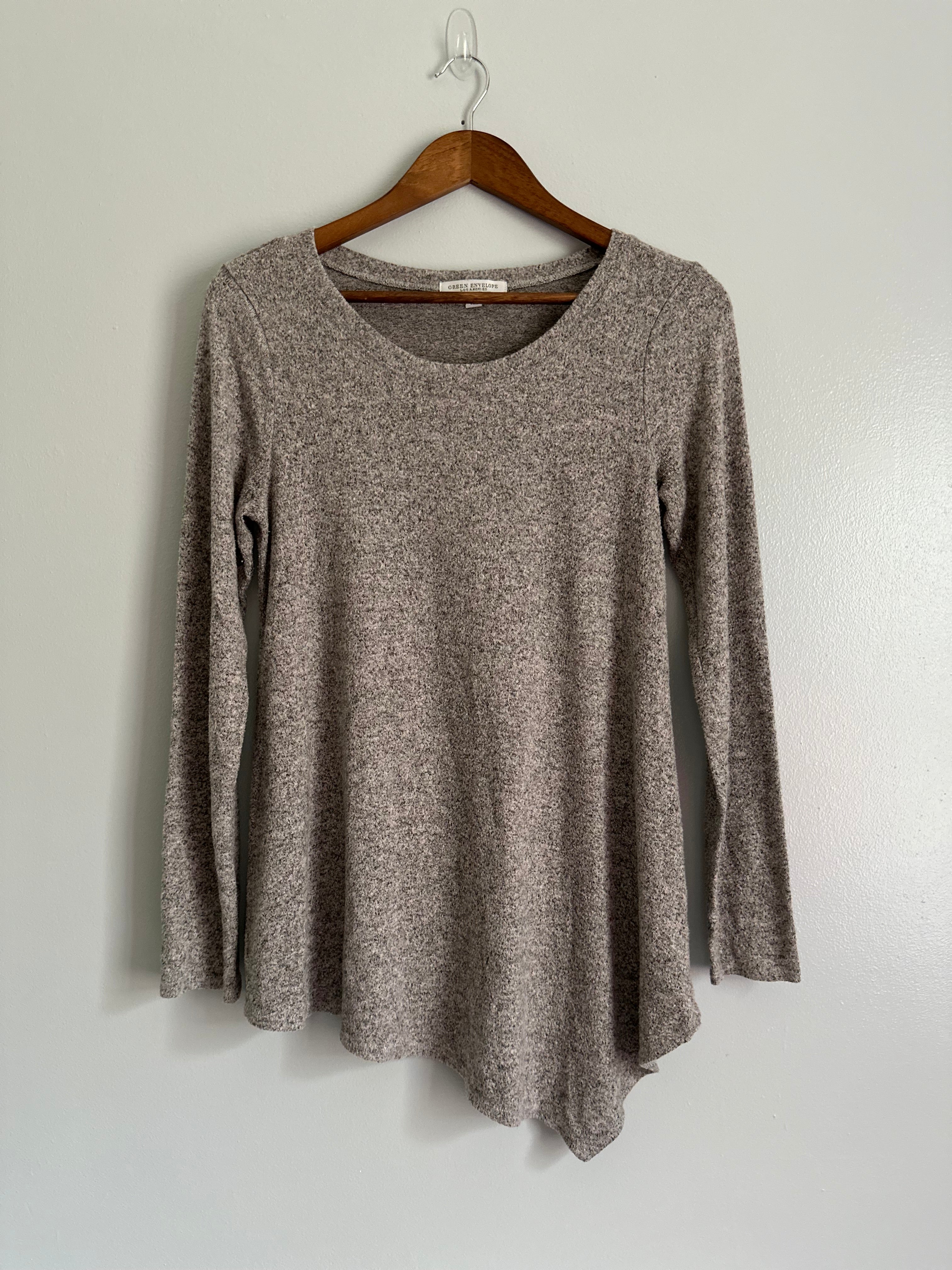 Green Envelope Asymmetrical Soft Sweater Size Medium