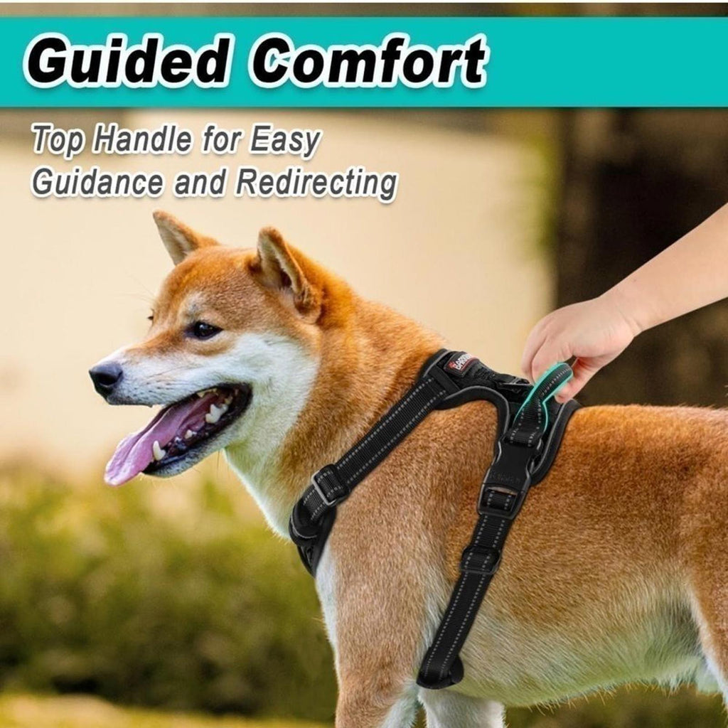 BARKBAY Dog Harness Front Clip Reflective Easy Control Handle for Black Medium