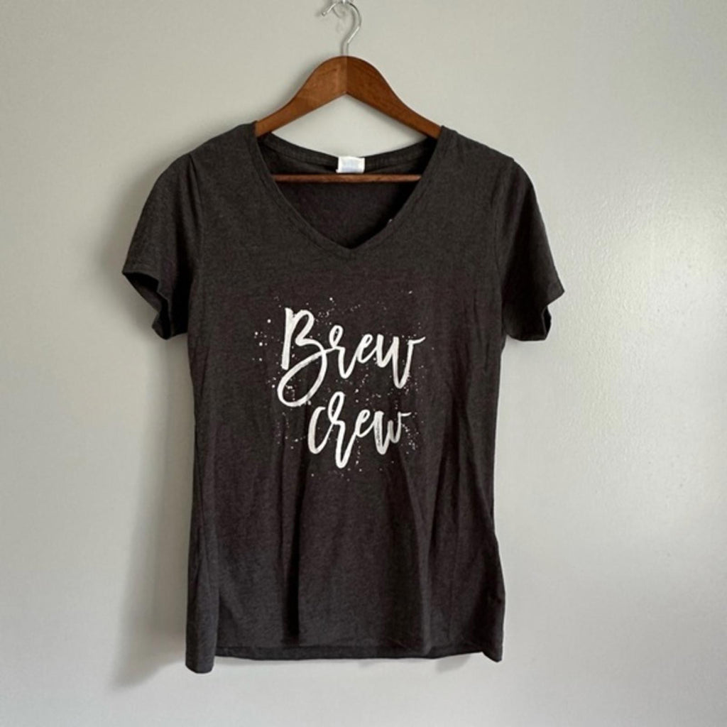 Port & Company Heather Grey V Neck Brew Crew Tee Shirt Size Medium NWOT