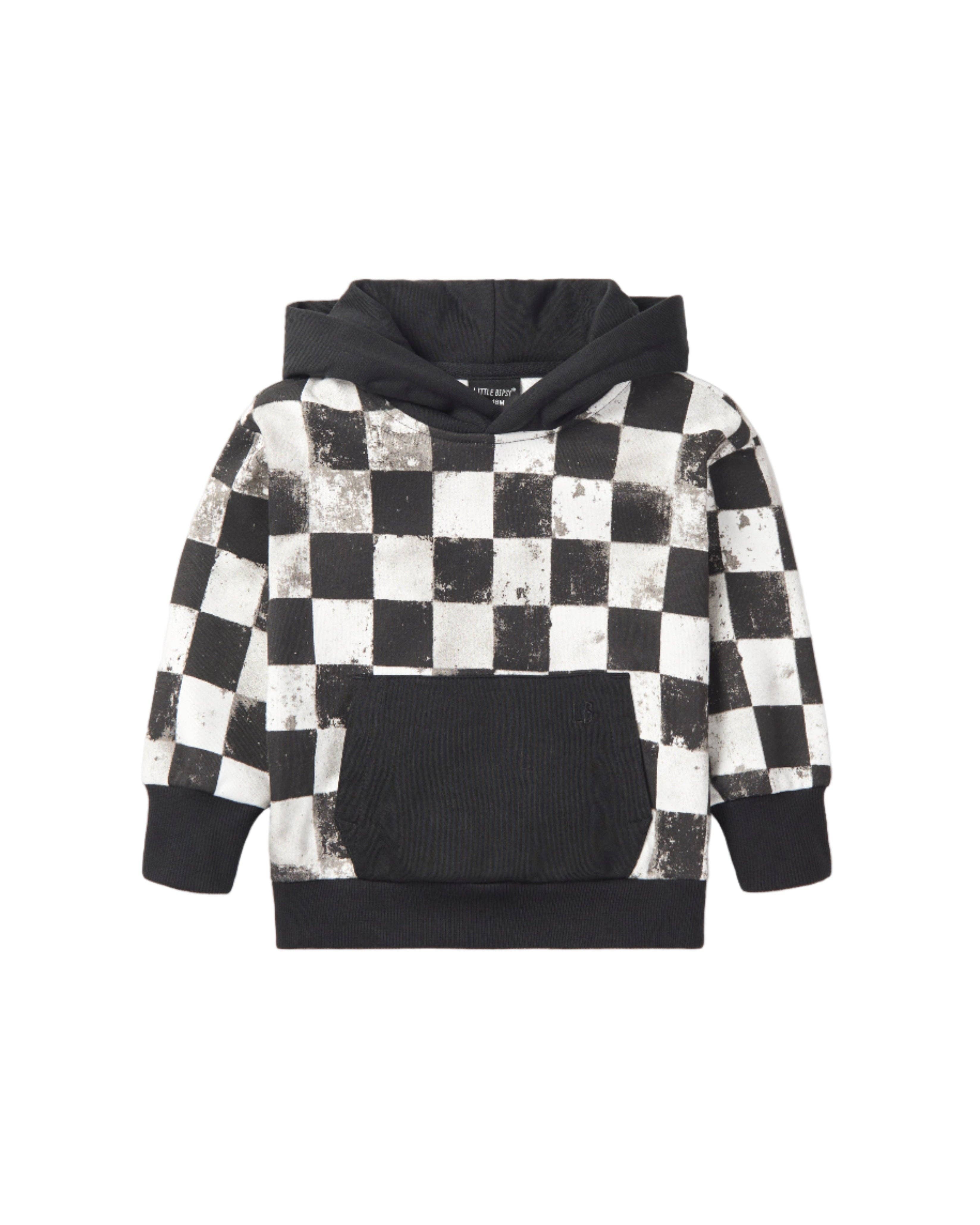 Checkered Hoodie - Black: 12-18M