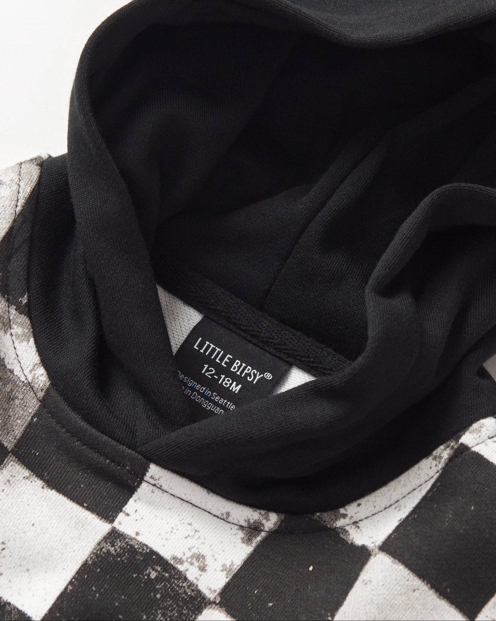Checkered Hoodie - Black: 12-18M