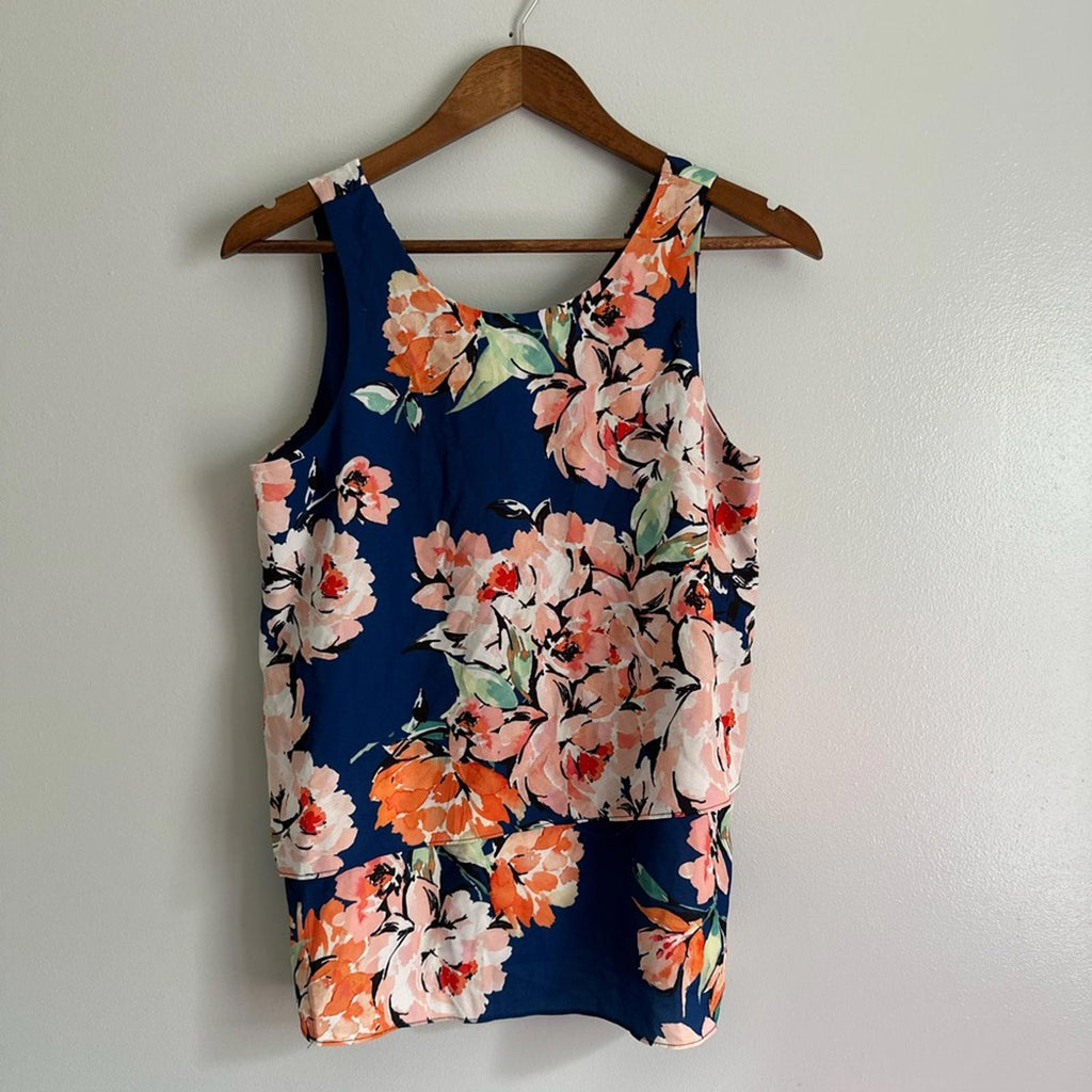 Cooper & Ella Floral Sleeveless Top - Blue and Pink Size XS