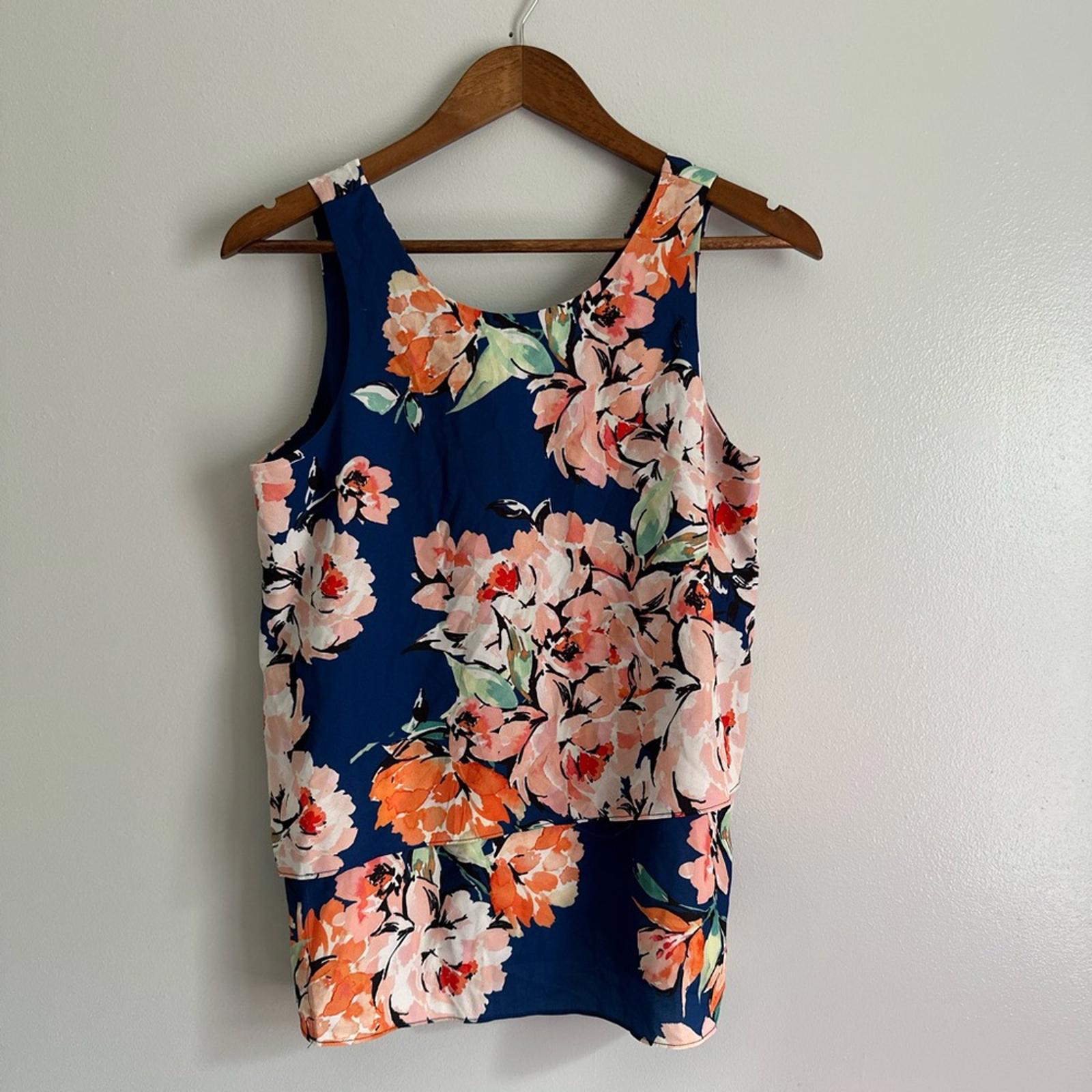 Cooper & Ella Floral Sleeveless Top - Blue and Pink Size XS