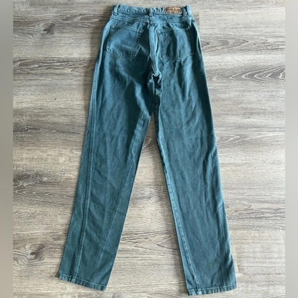 Vintage ‘Denum Jeans by Panhandle Slim Green HighWaist button fly 90’s Sz 7 RARE