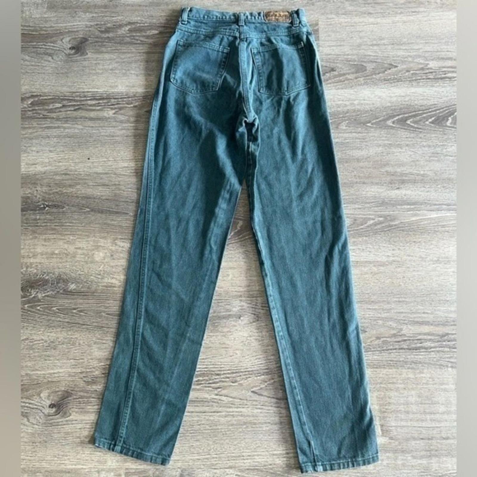 Vintage ‘Denum Jeans by Panhandle Slim Green HighWaist button fly 90’s Sz 7 RARE