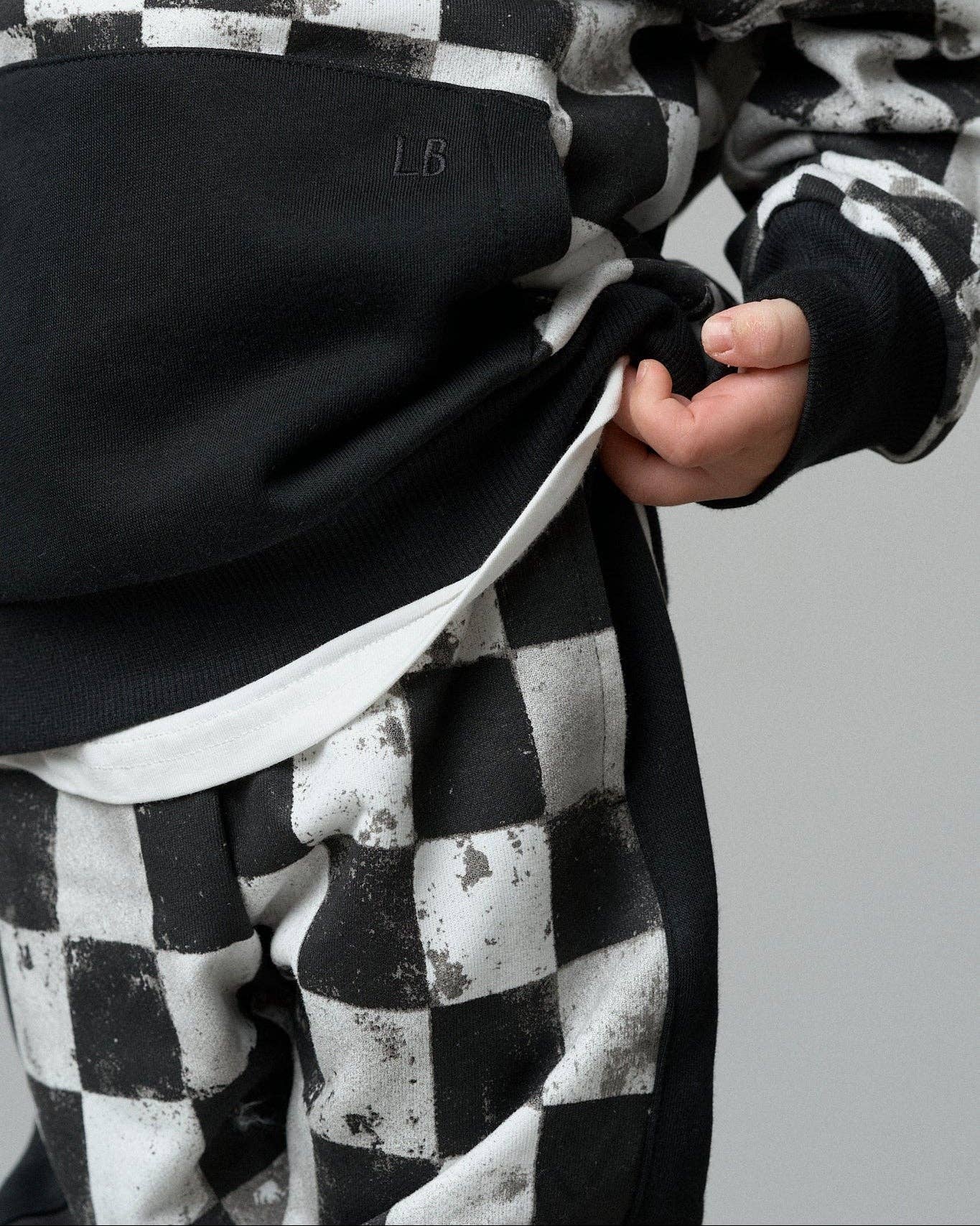 Checkered Sweatpant - Black: 12-18M