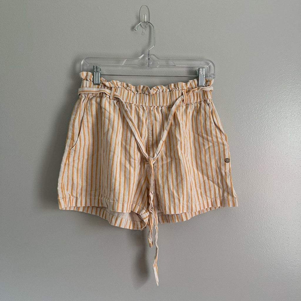 Roxy Orange Stripe High Waist Shorts with Belt Size Medium