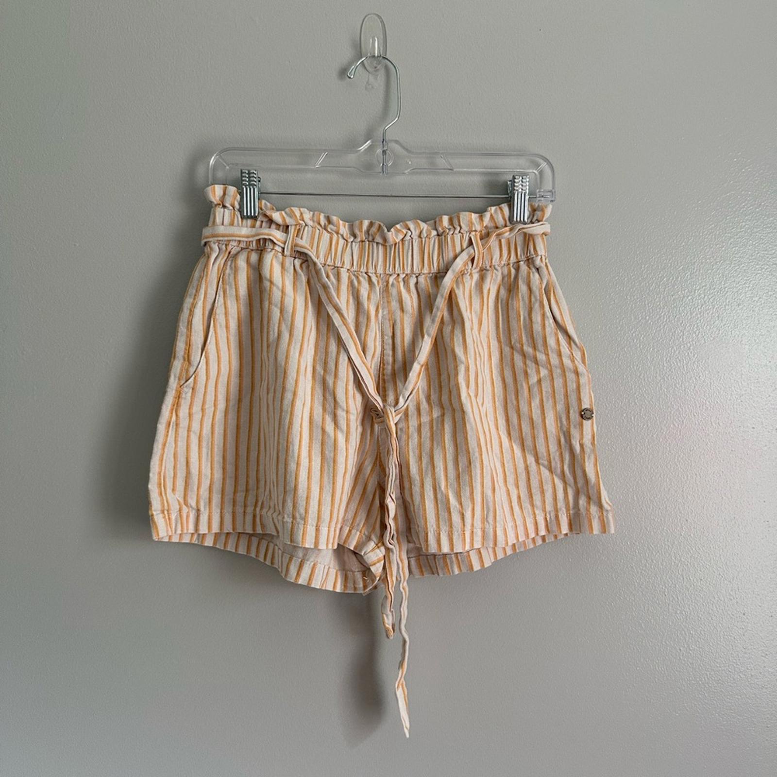 Roxy Orange Stripe High Waist Shorts with Belt Size Medium