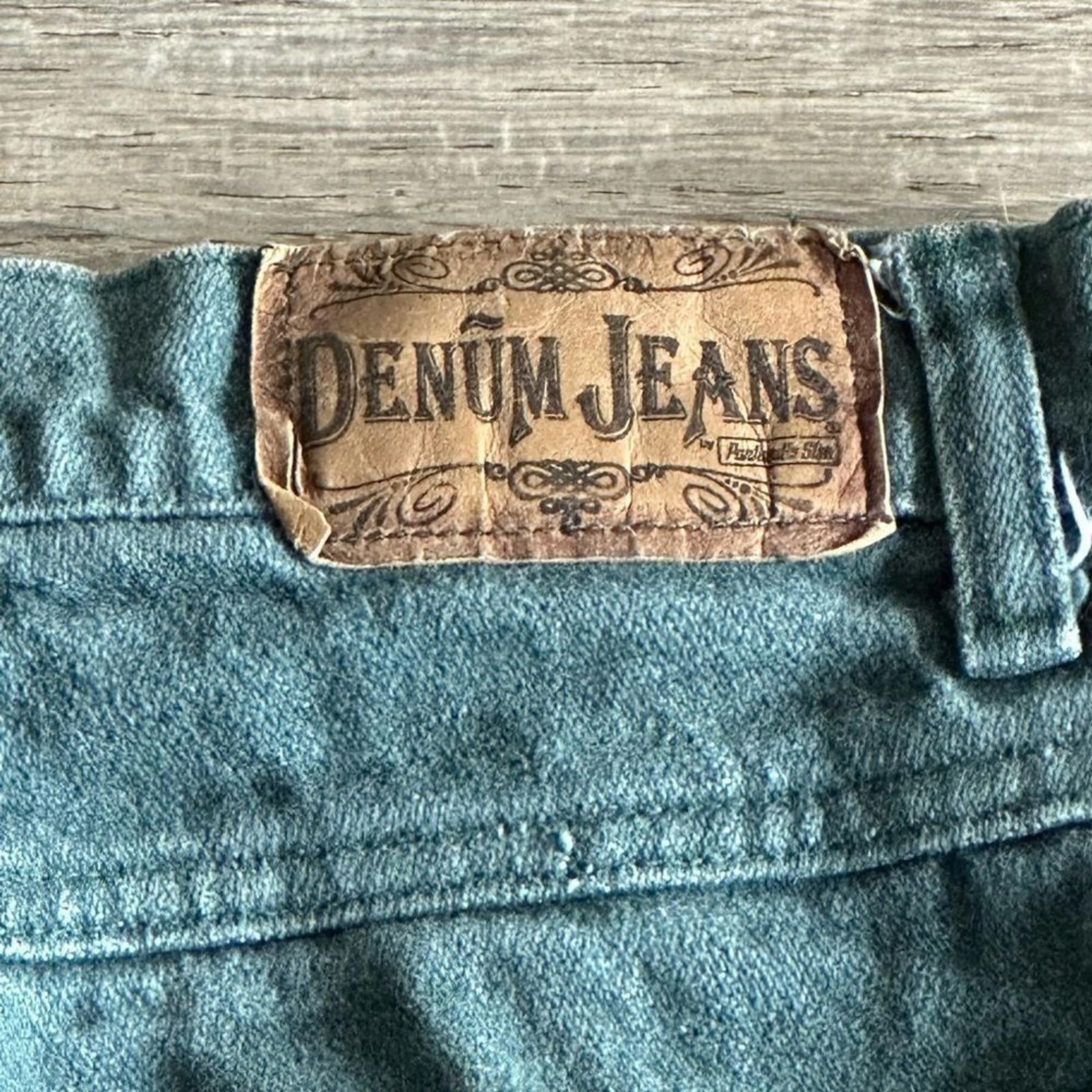Vintage ‘Denum Jeans by Panhandle Slim Green HighWaist button fly 90’s Sz 7 RARE
