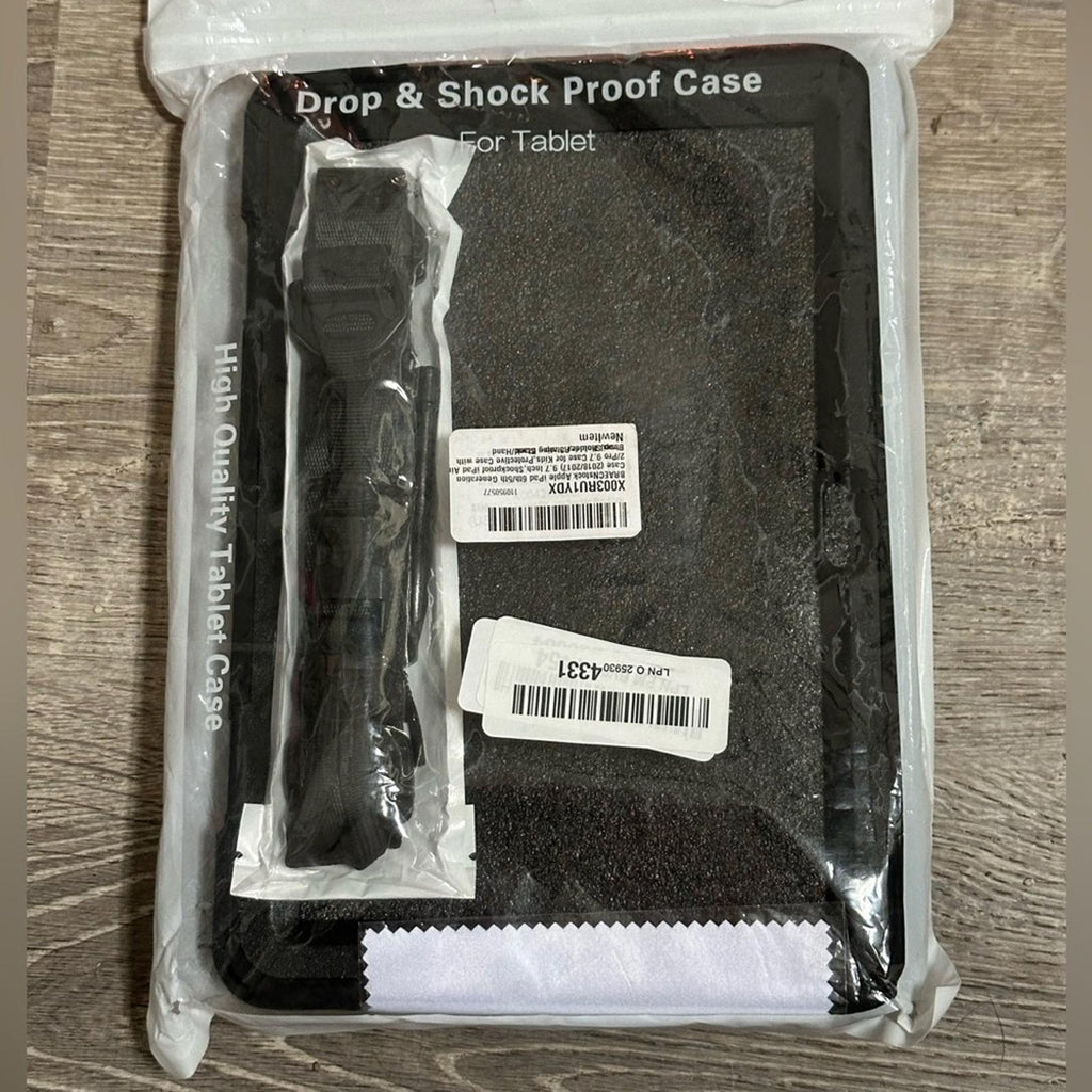 Drop & Shock Proof Black Case For Apple Tablet With Strap NEW