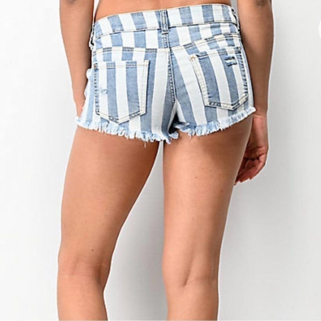 Zumiez Empyre Jenna Indigo Stripe Jean Shorts Size 3