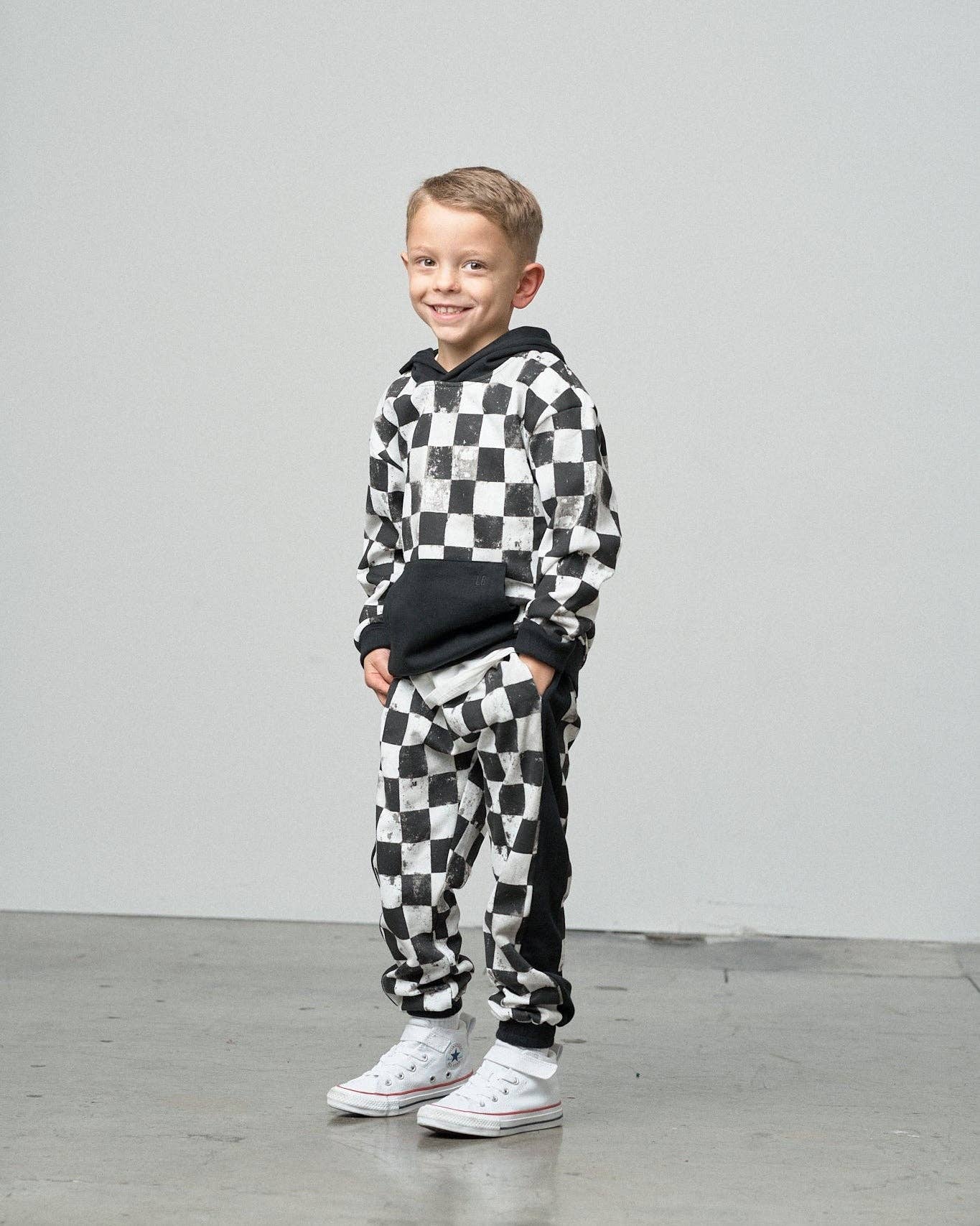 Checkered Hoodie - Black: 12-18M