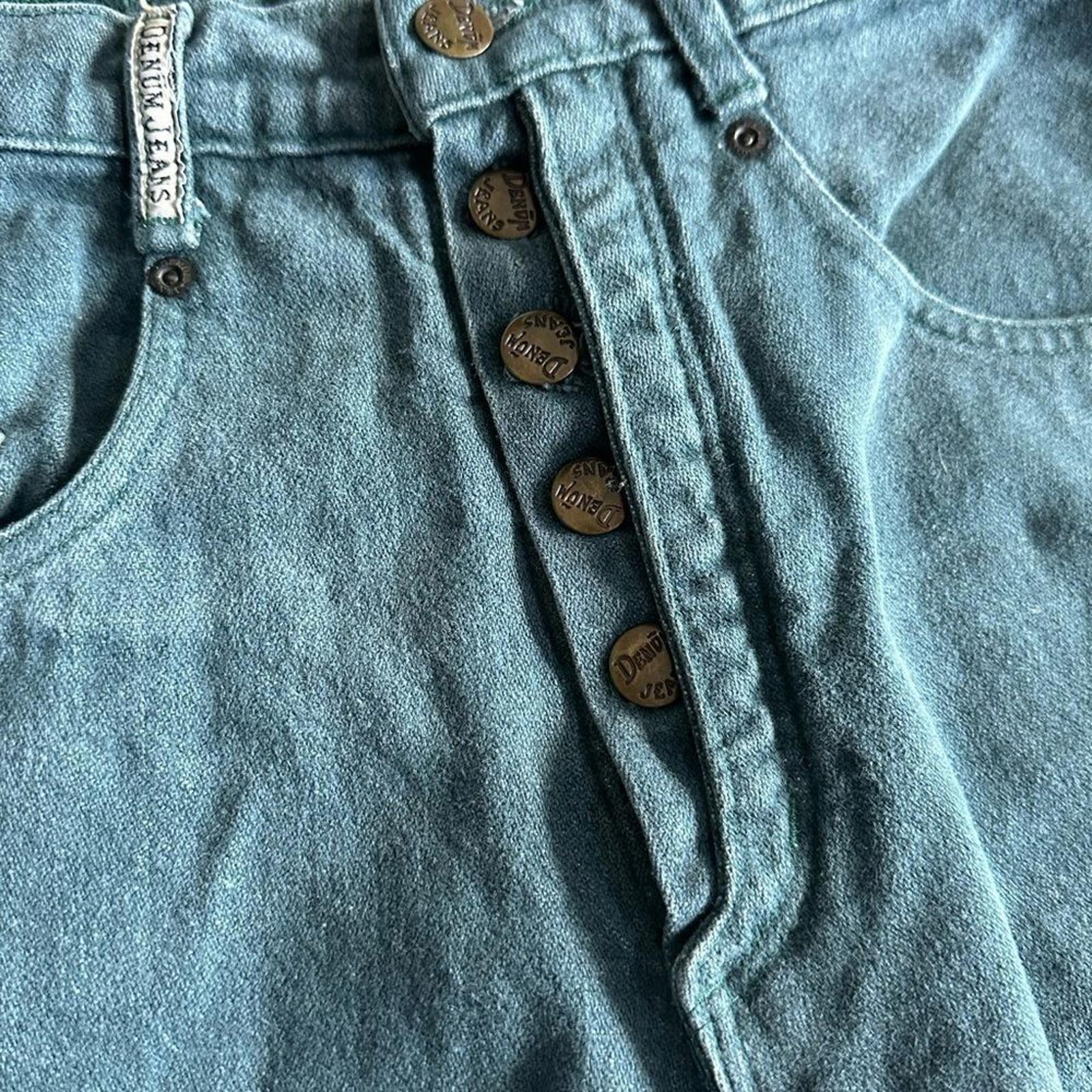 Vintage ‘Denum Jeans by Panhandle Slim Green HighWaist button fly 90’s Sz 7 RARE