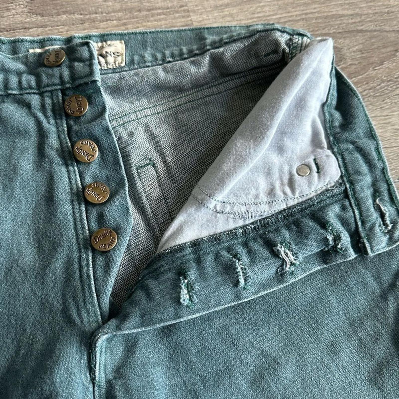 Vintage ‘Denum Jeans by Panhandle Slim Green HighWaist button fly 90’s Sz 7 RARE