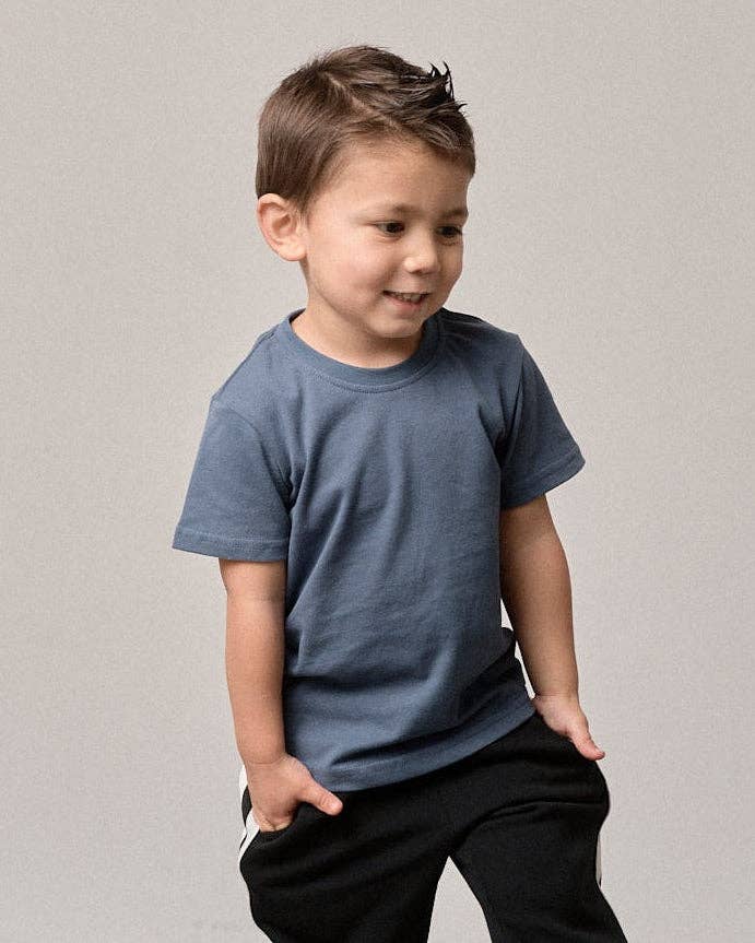 Swoop Elevated Tee - Worn Indigo: 12-18M